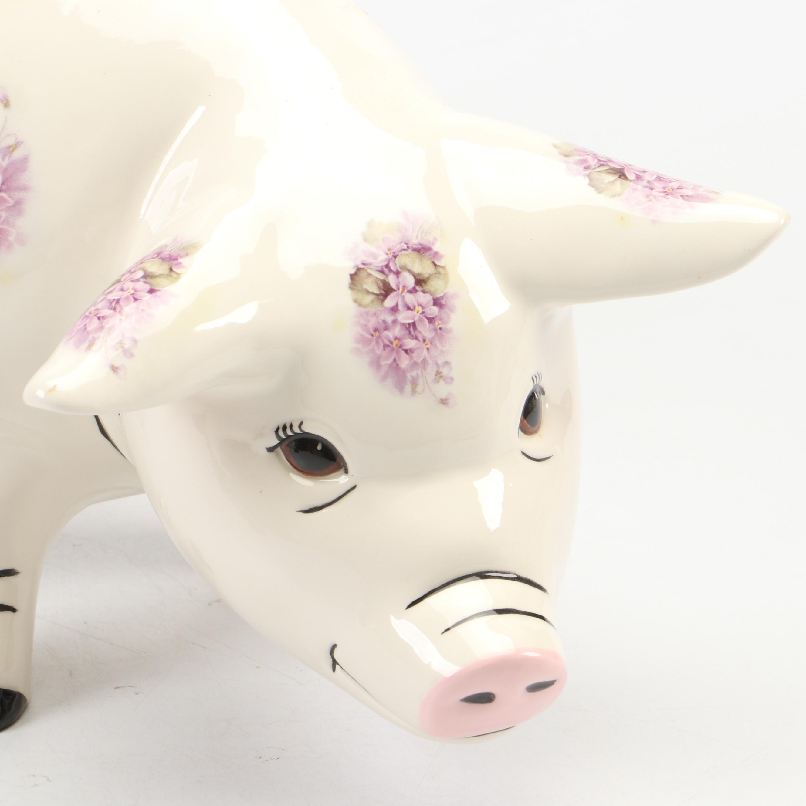 Hand-Painted Large Ceramic Piggy Bank