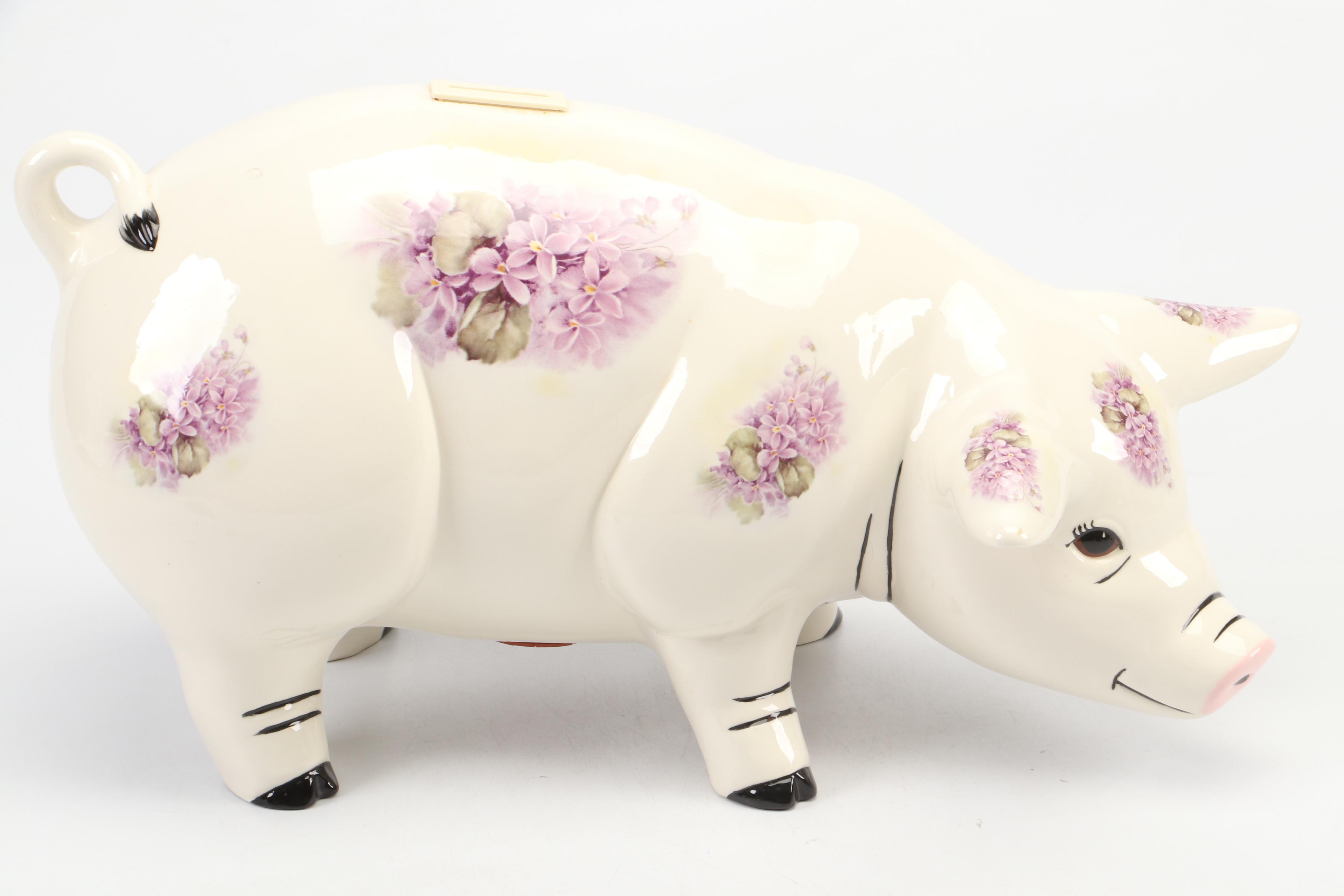 Hand-Painted Large Ceramic Piggy Bank
