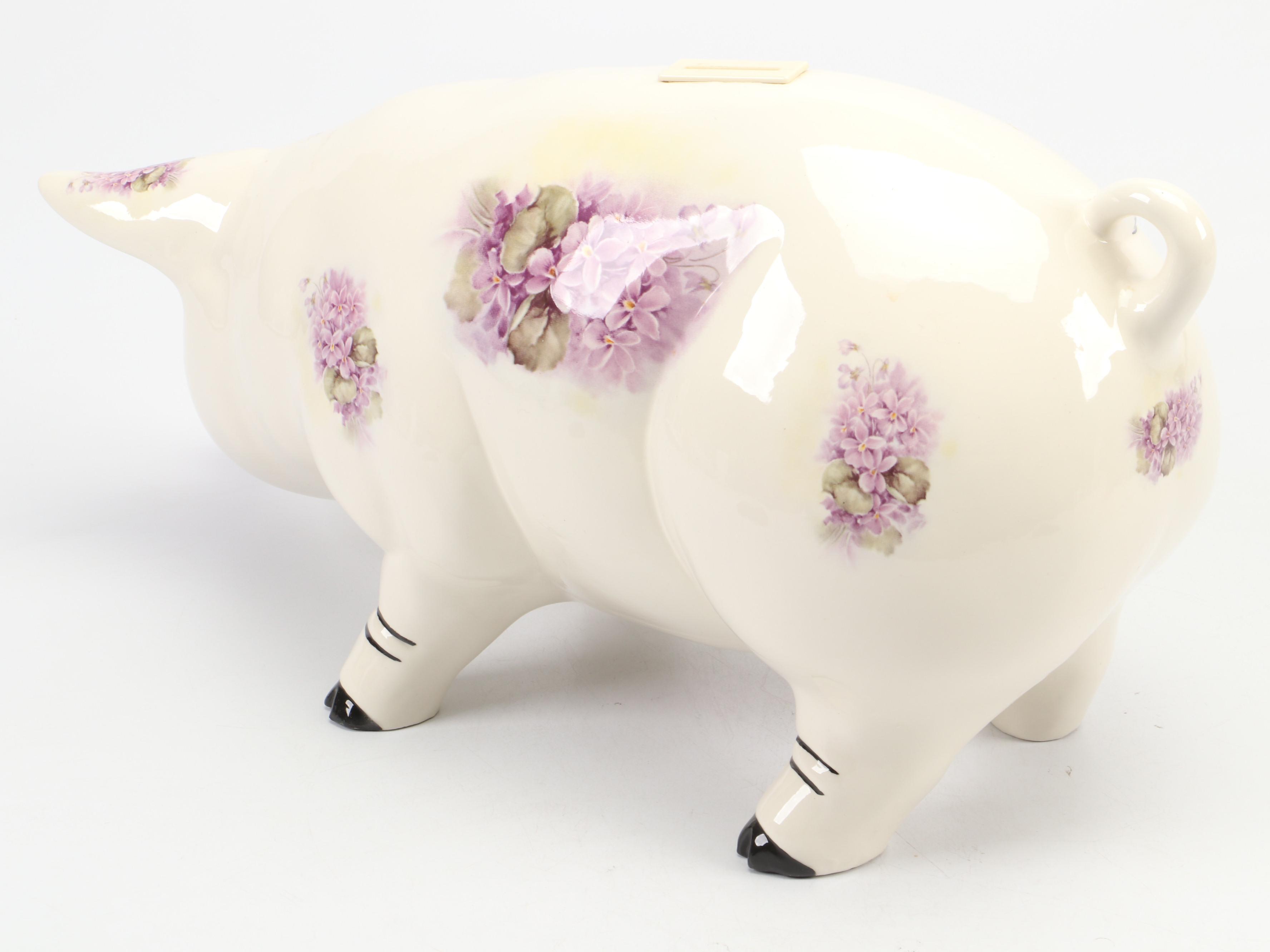 Hand-Painted Large Ceramic Piggy Bank