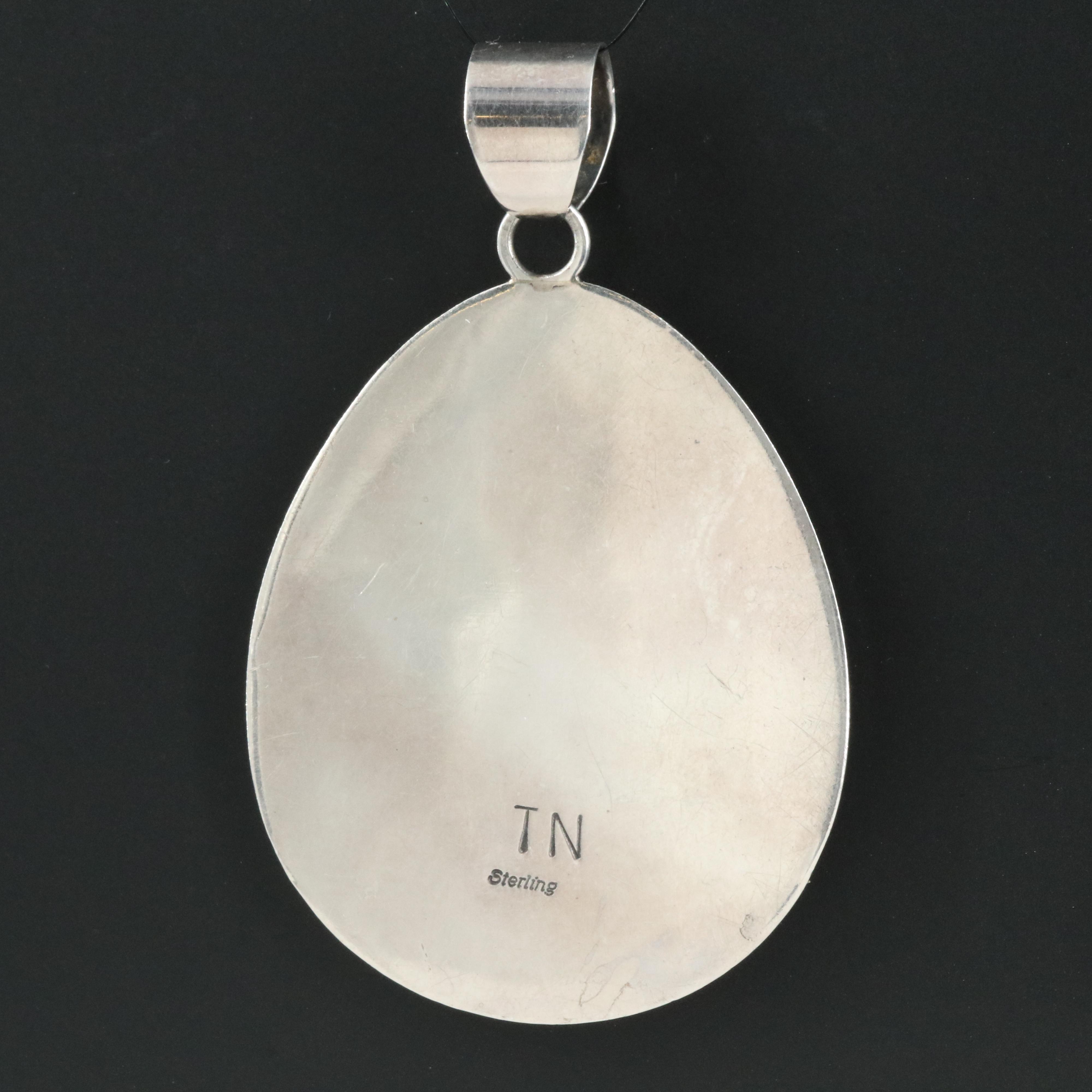 Thomas Nez, Navajo Diné Bear Claw Shadow Box Pendant Including Coral