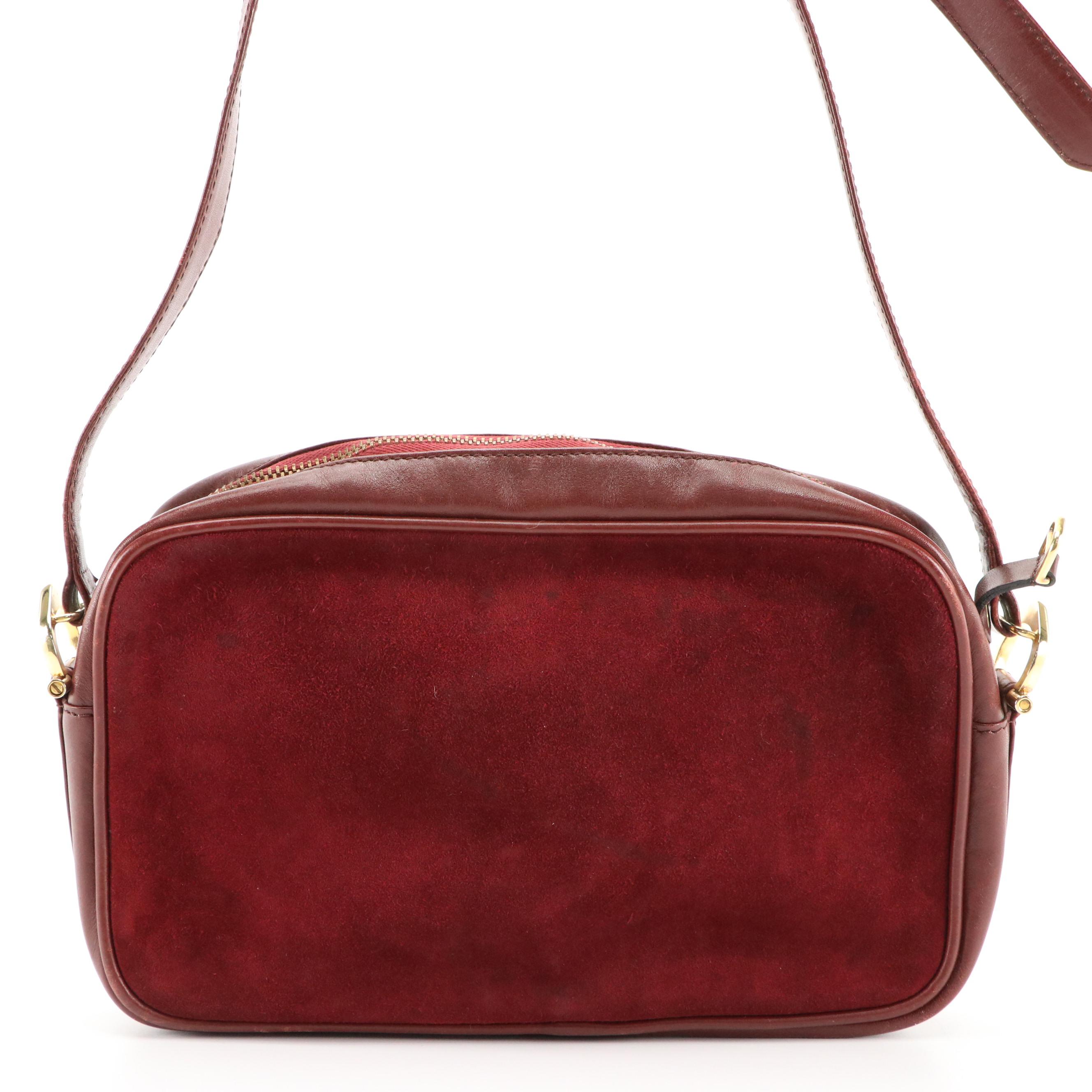 Cartier Burgundy Suede and Leather Crossbody