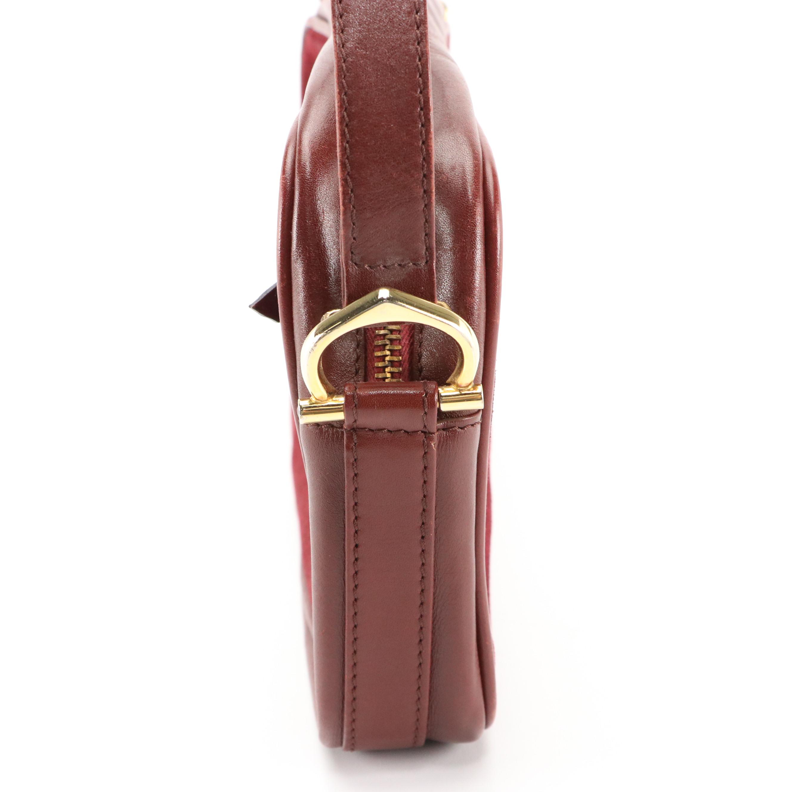 Cartier Burgundy Suede and Leather Crossbody