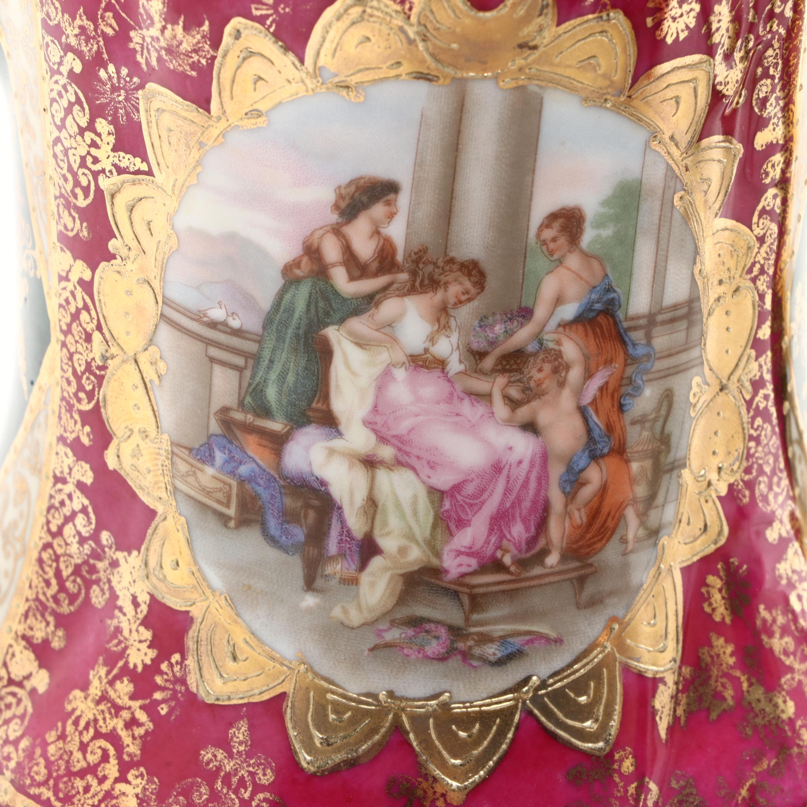 Royal Vienna Style Porcelain Pitcher with Other German Porcelain Tableware