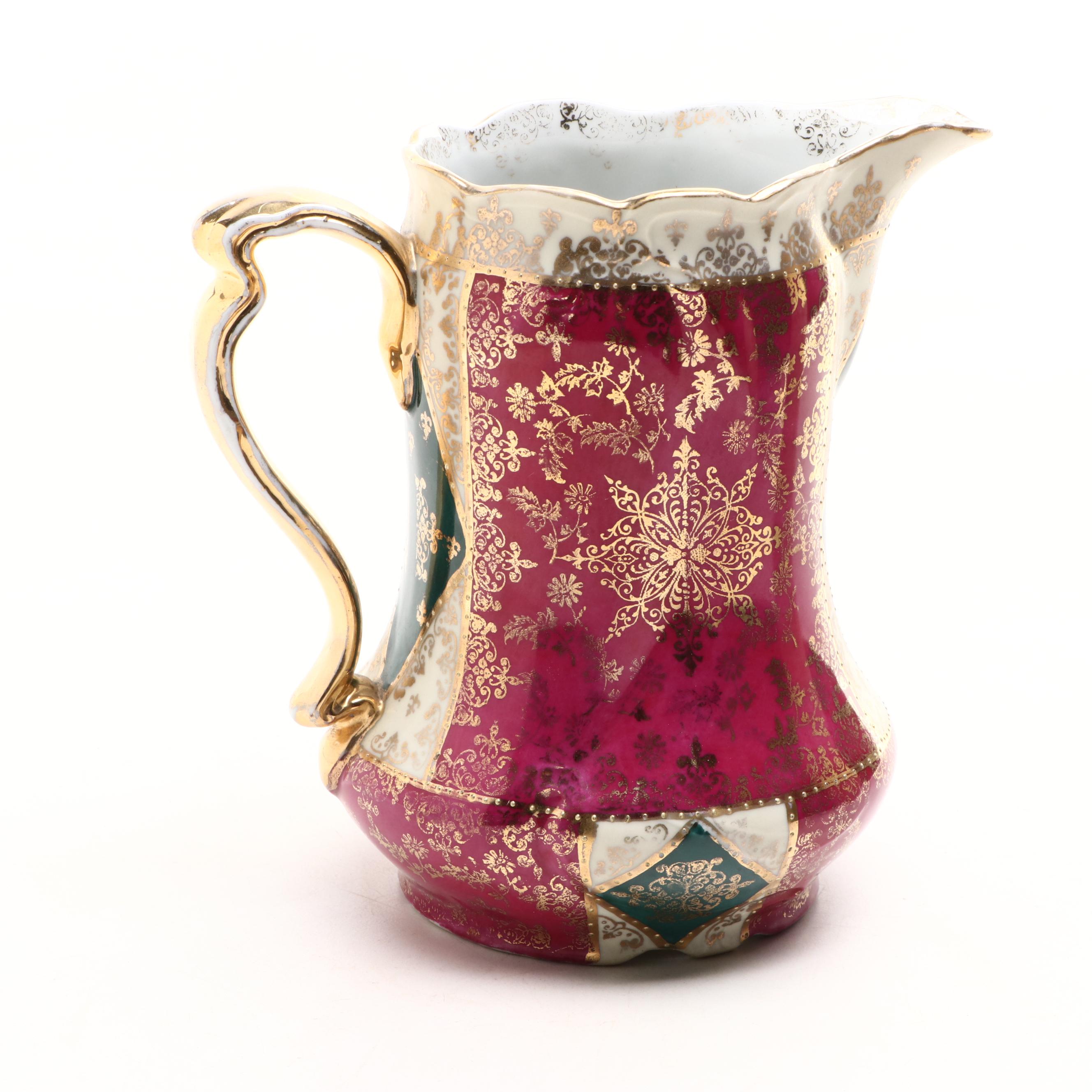 Royal Vienna Style Porcelain Pitcher with Other German Porcelain Tableware