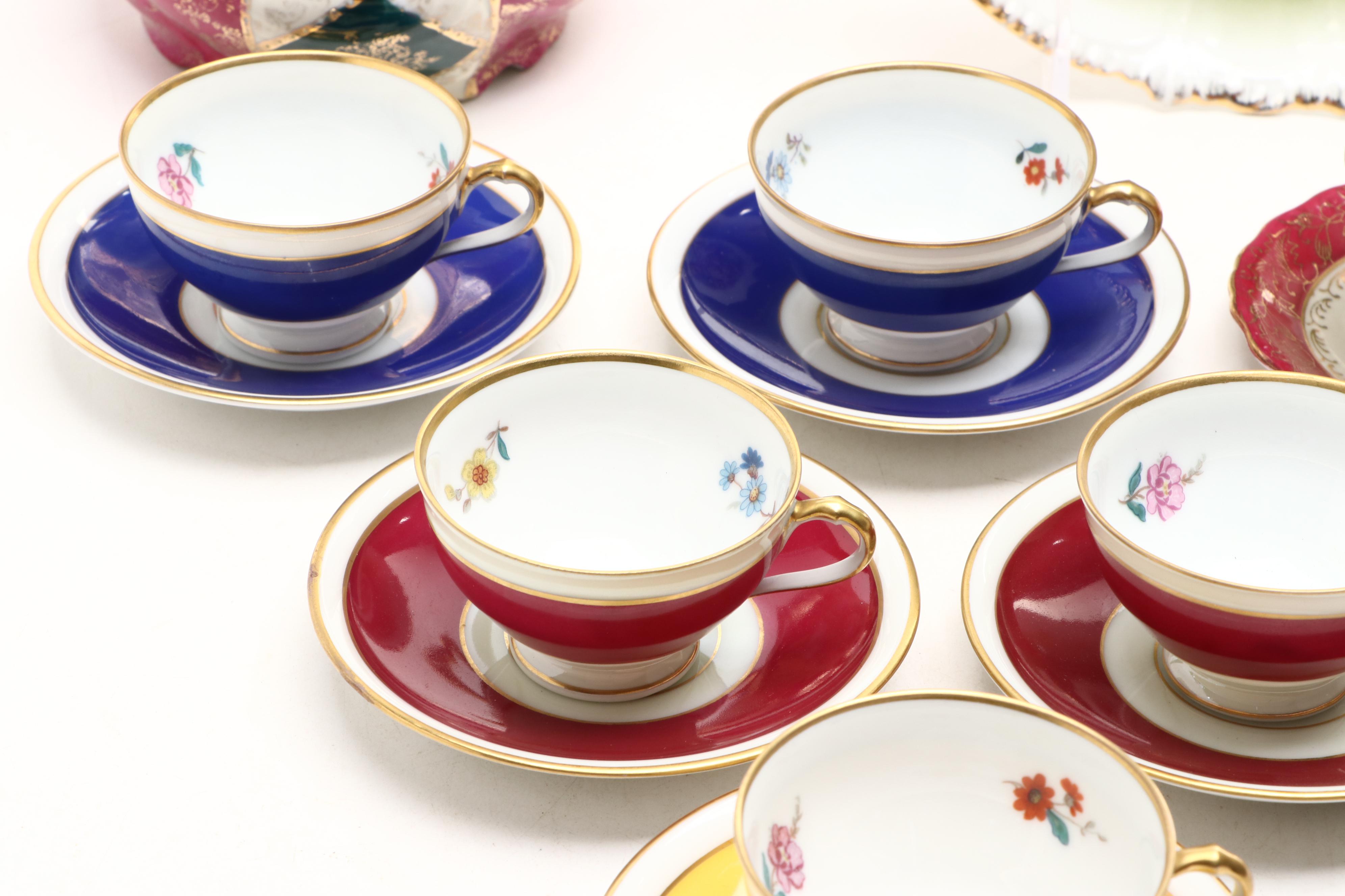 Royal Vienna Style Porcelain Pitcher with Other German Porcelain Tableware