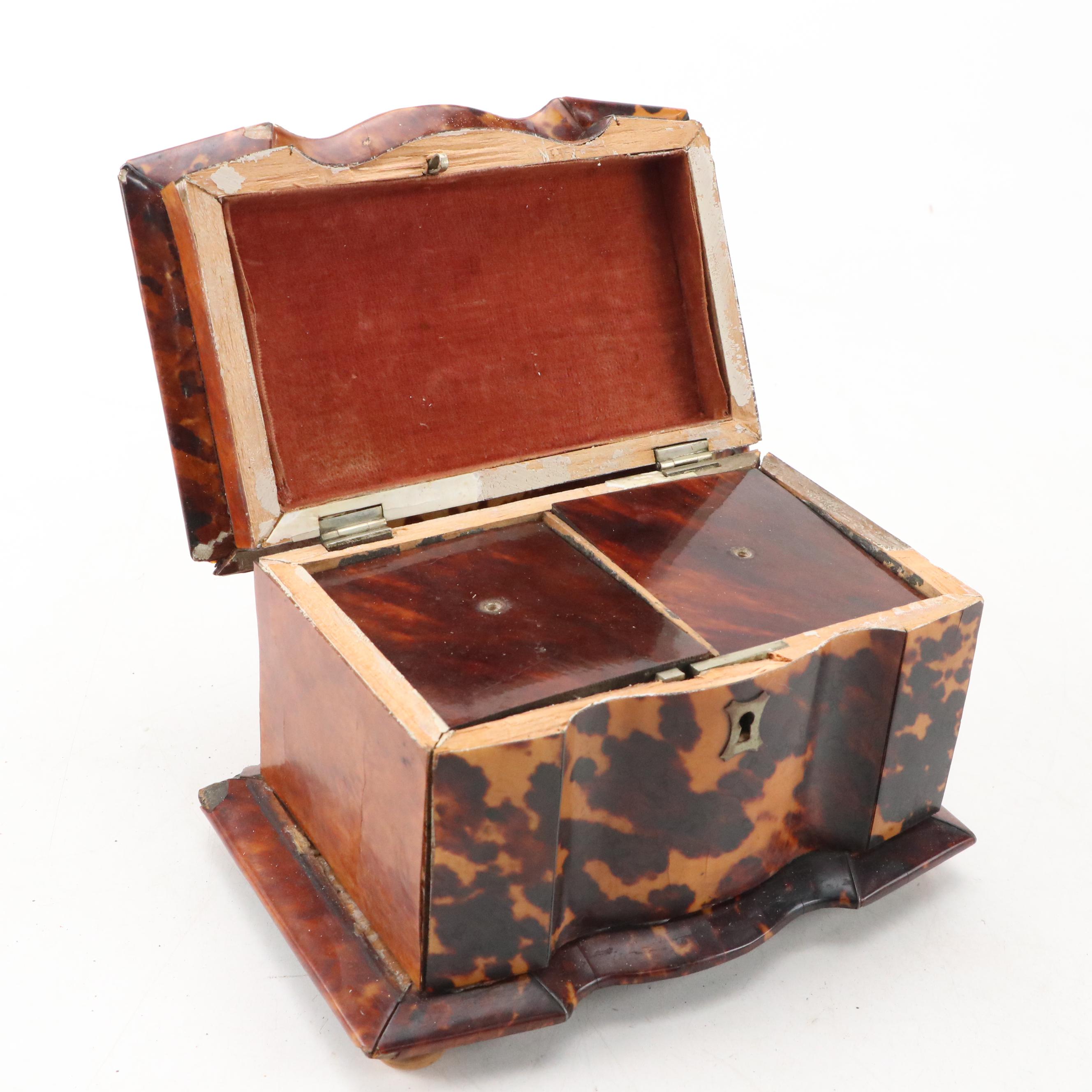 Victorian Tortoise Shell Tea Caddy, Early to Mid 19th Century