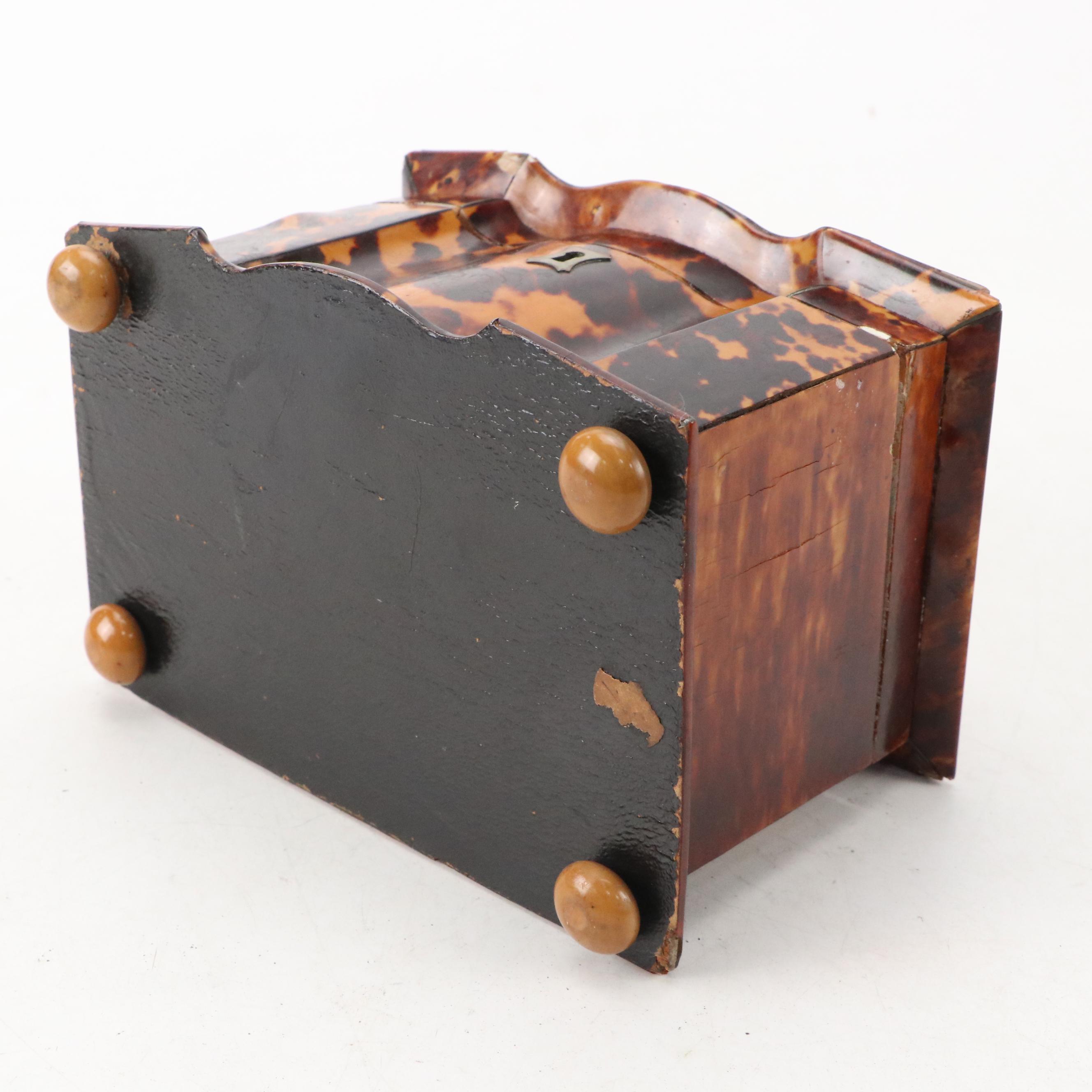 Victorian Tortoise Shell Tea Caddy, Early to Mid 19th Century