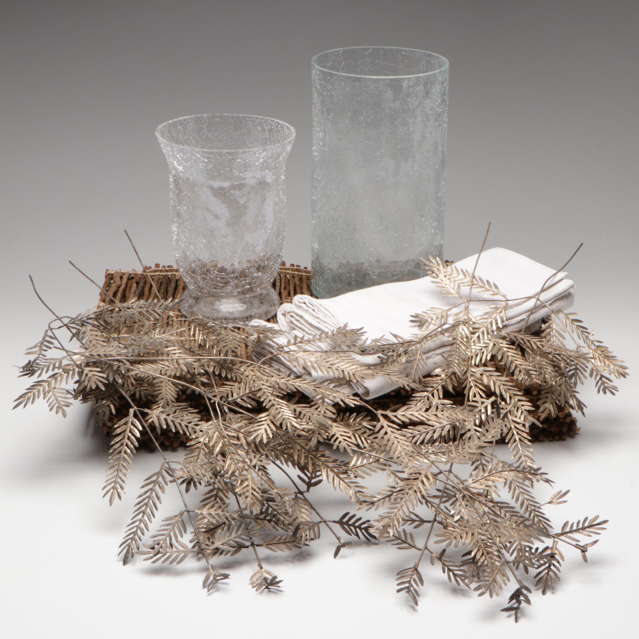 Crackle Glass Vases, Twig Placemats and Other Contemporary Décor