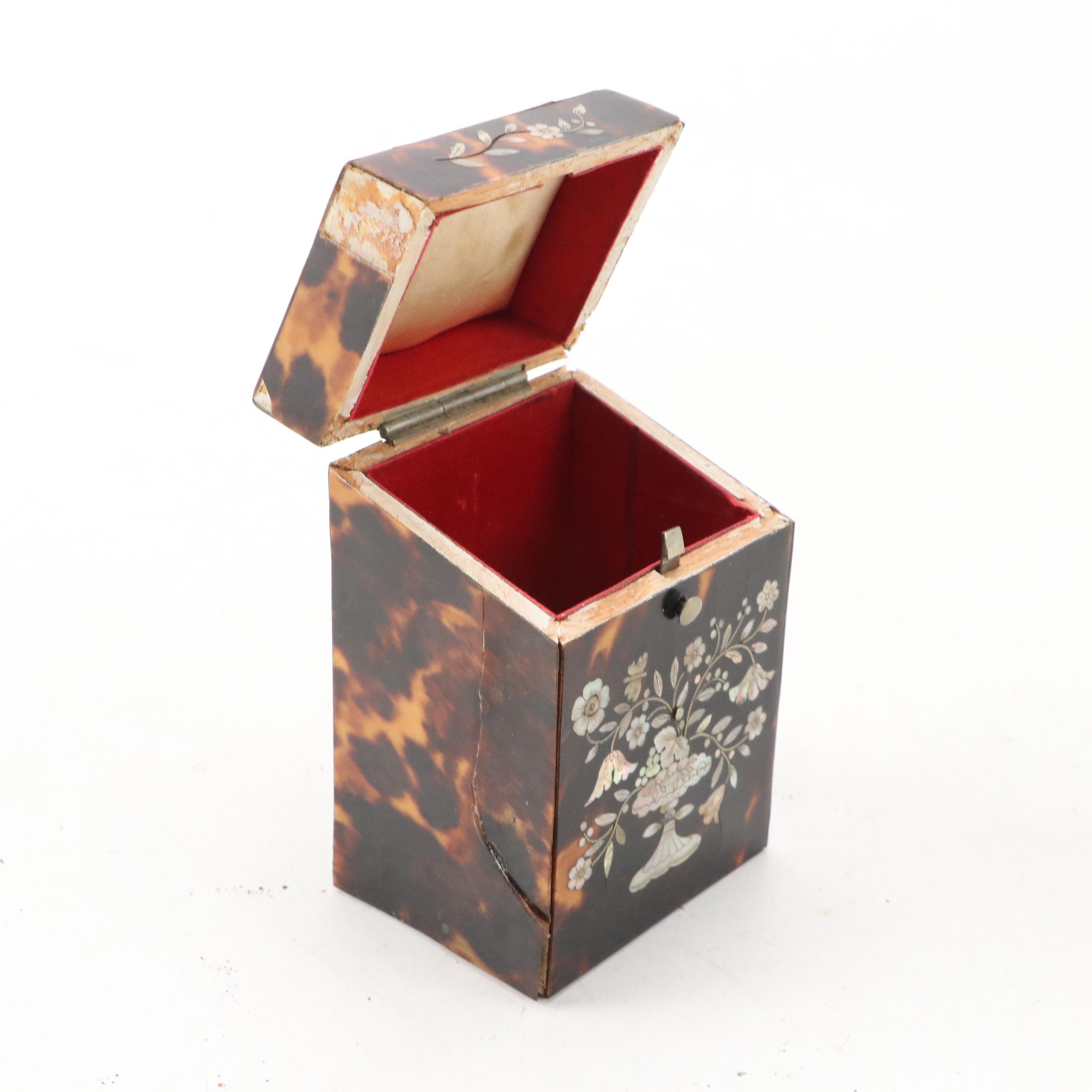 Victorian Mother-of-Pearl Inlaid Tortoise Shell Box, Mid-19th Century
