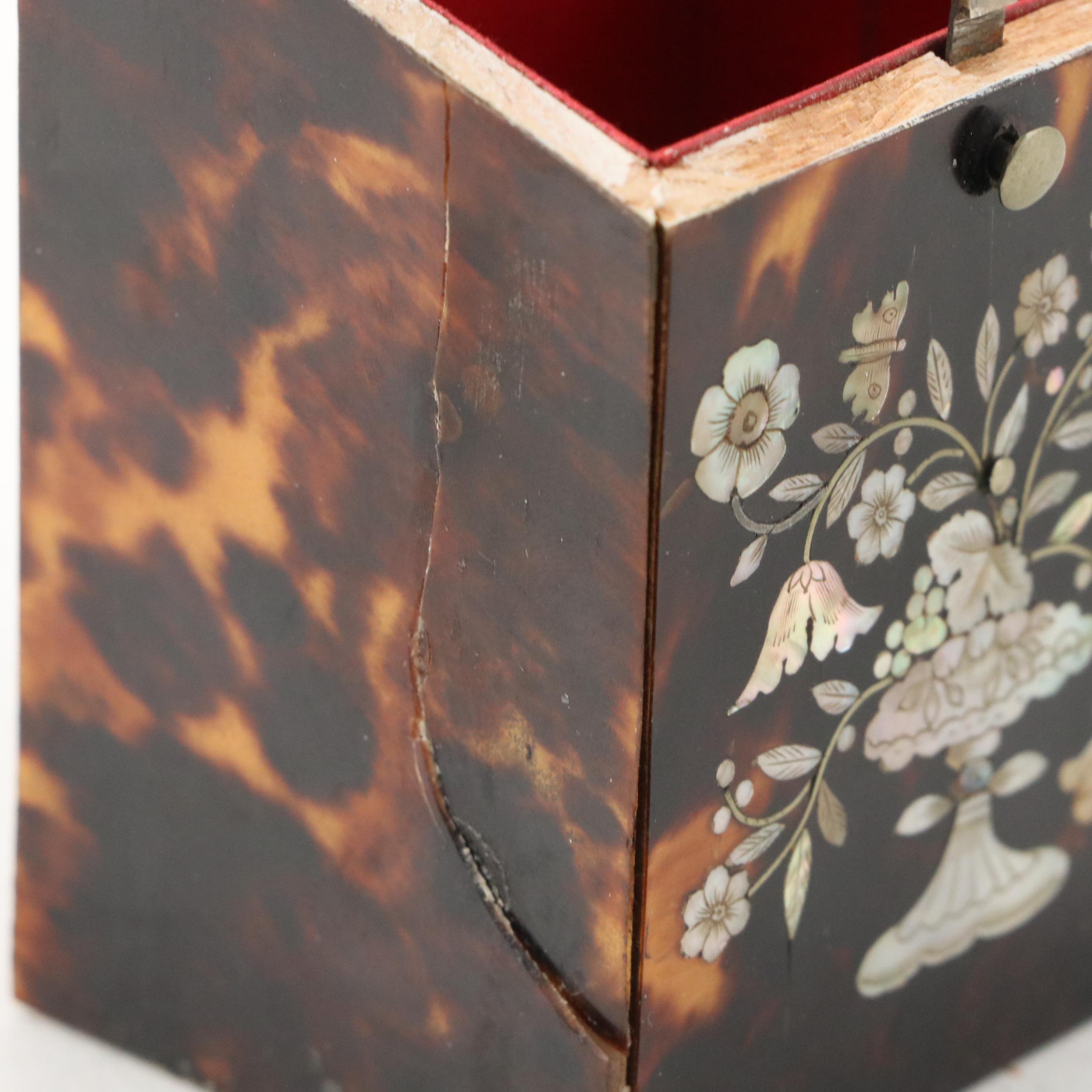 Victorian Mother-of-Pearl Inlaid Tortoise Shell Box, Mid-19th Century