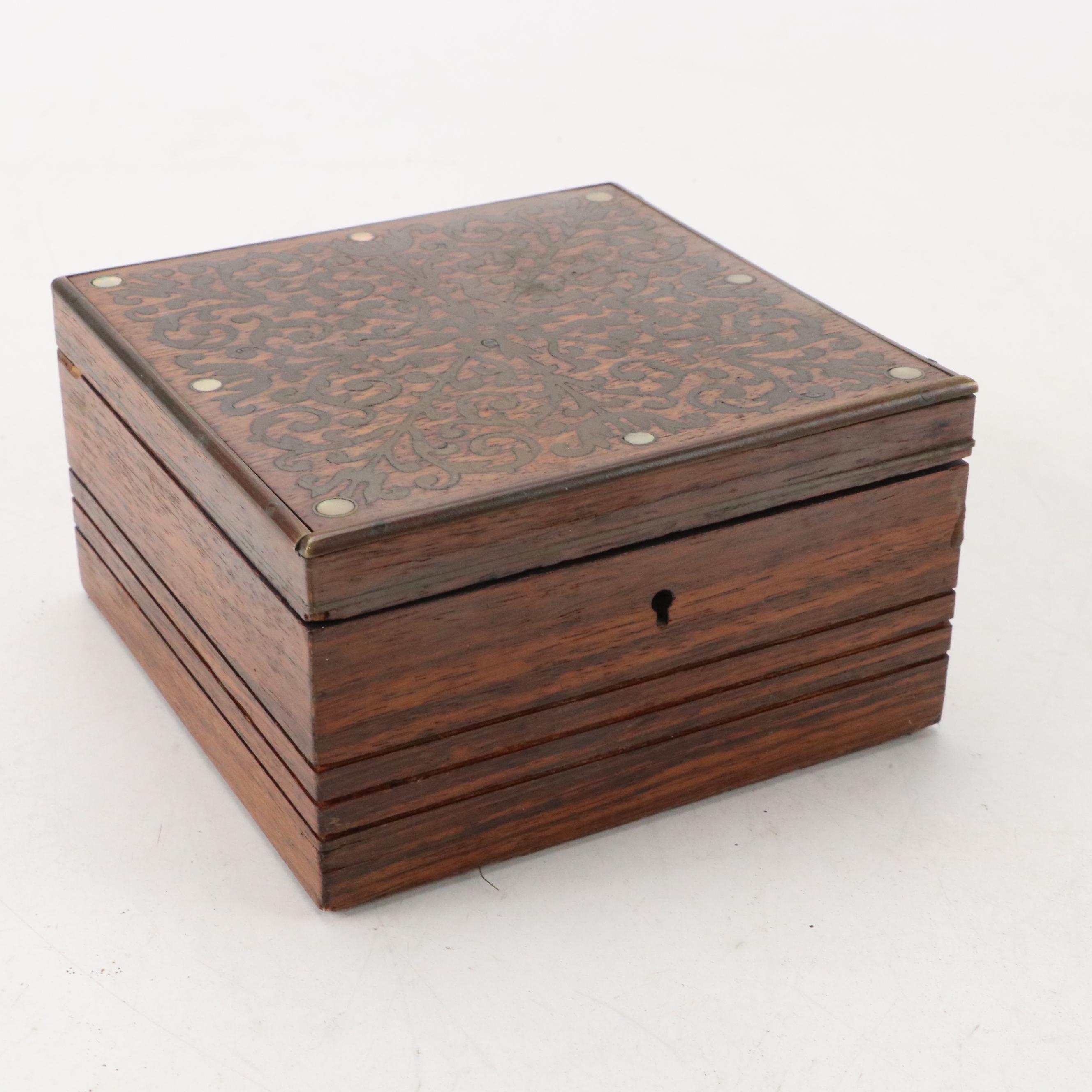 Victorian Rosewood Boulle Marquetry and Shell-Inlaid Box