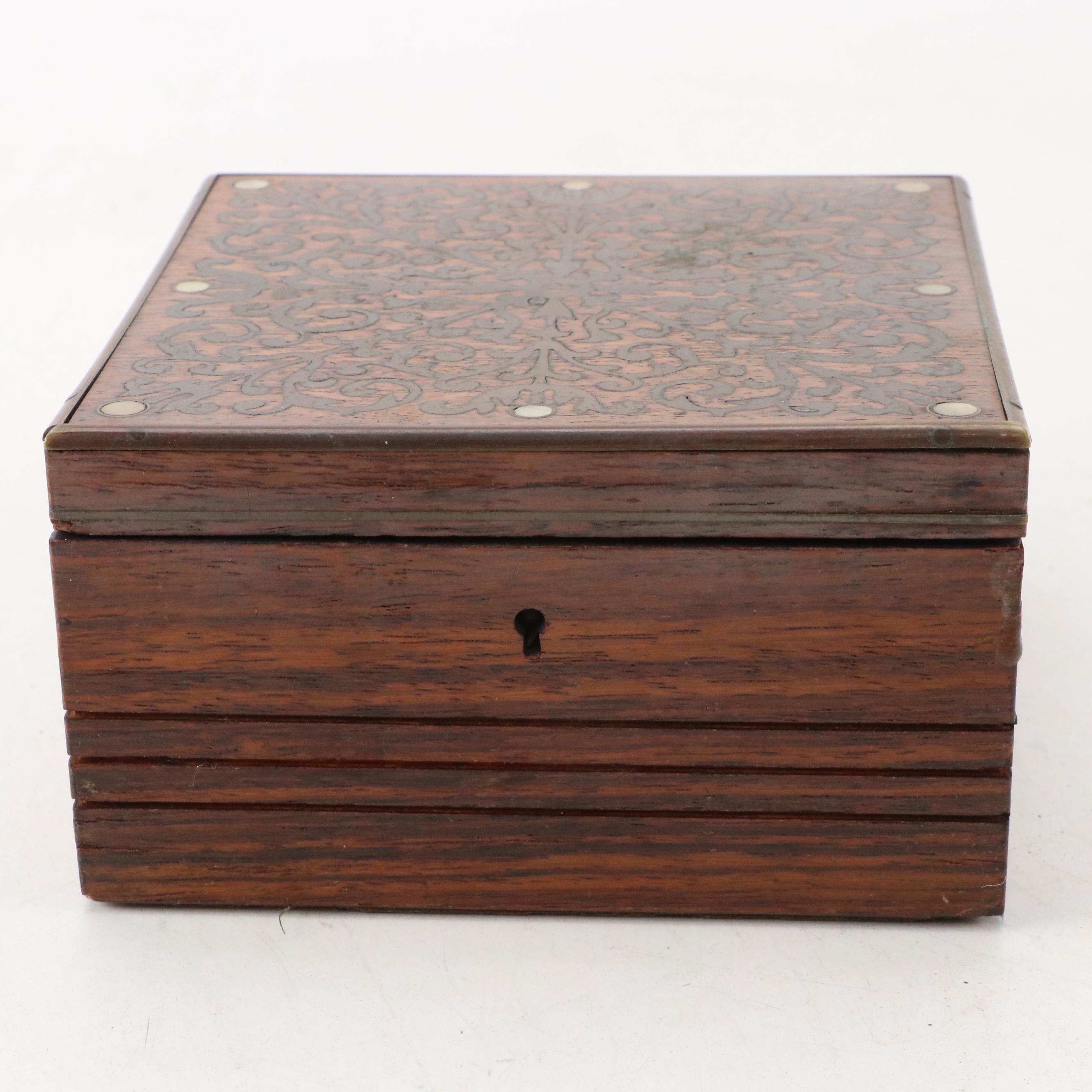 Victorian Rosewood Boulle Marquetry and Shell-Inlaid Box
