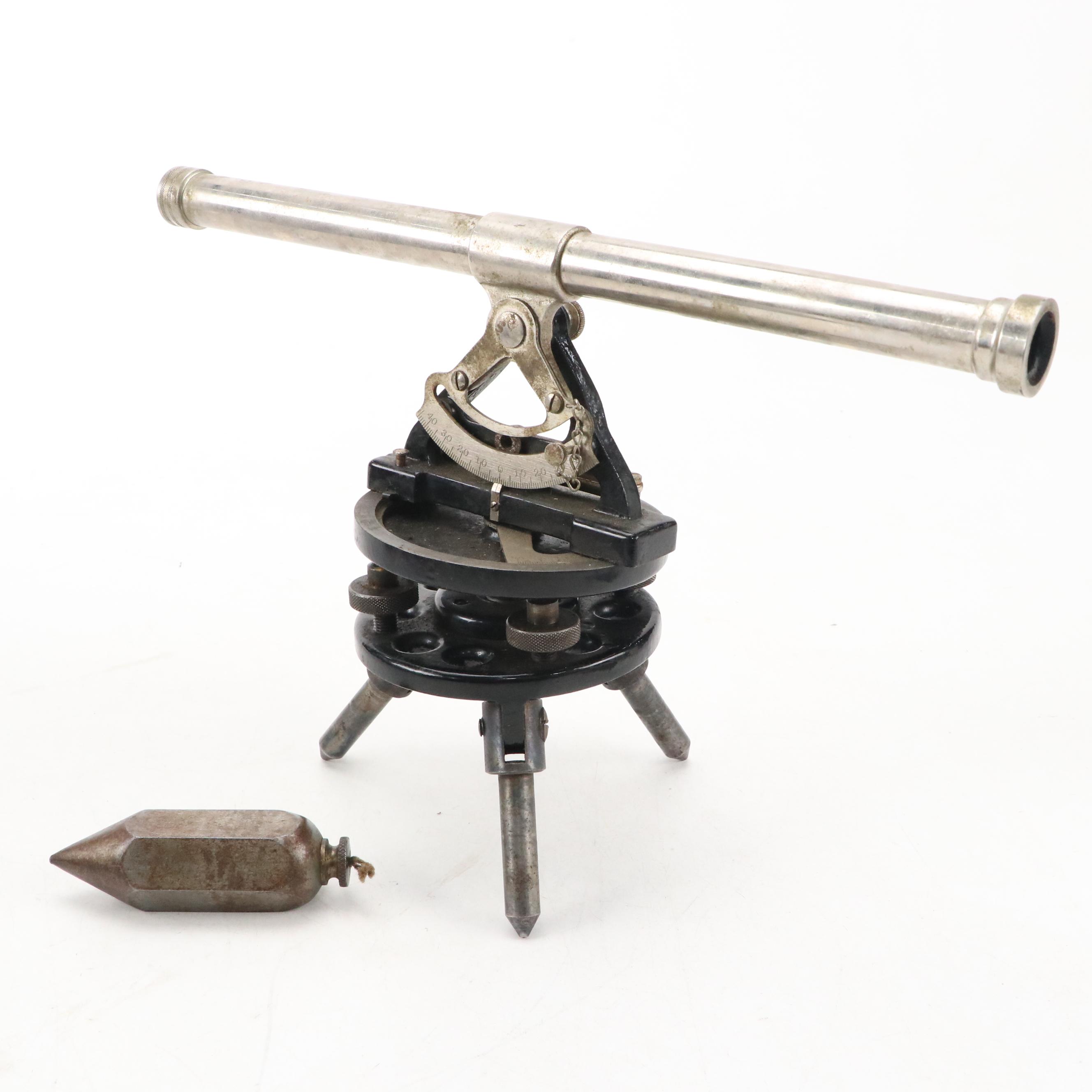 L. S. Starrett Co. Metal Surveyor Transit with Milano Metal Drafting Tools