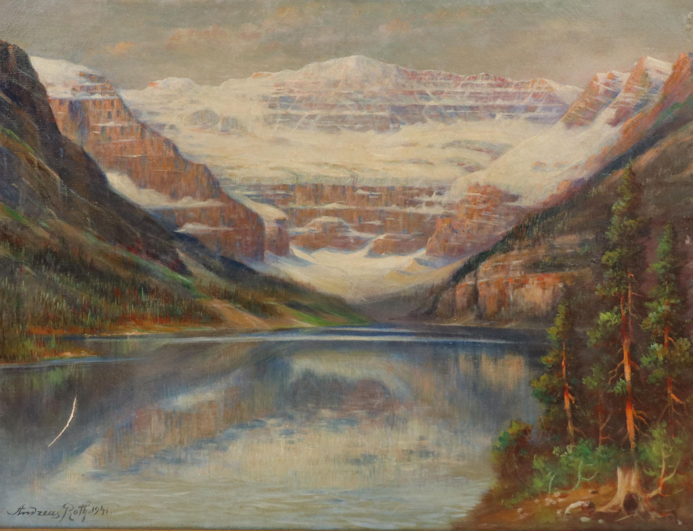 Andreas Roth Oil Painting "Lake Louise - Canada," 1941
