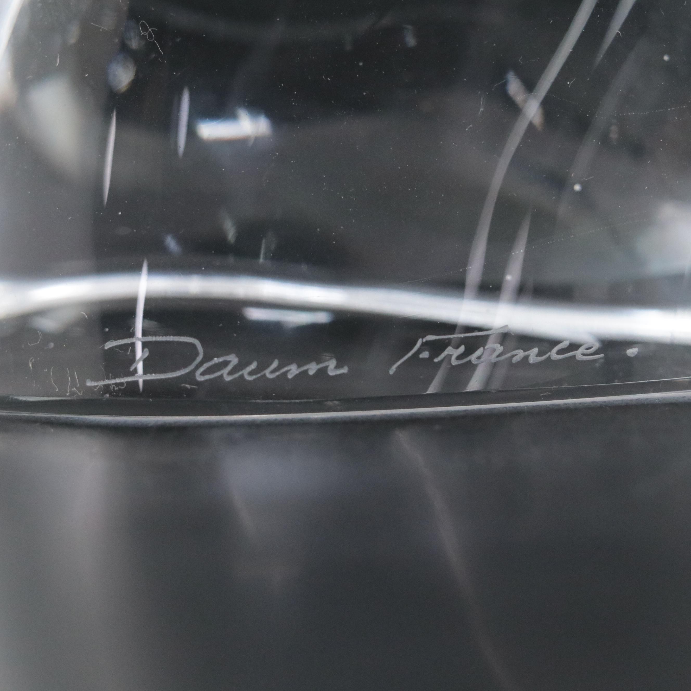 Daum "Tête de Cheval" Crystal Figurine with Wooden Stand, Late 20th Century