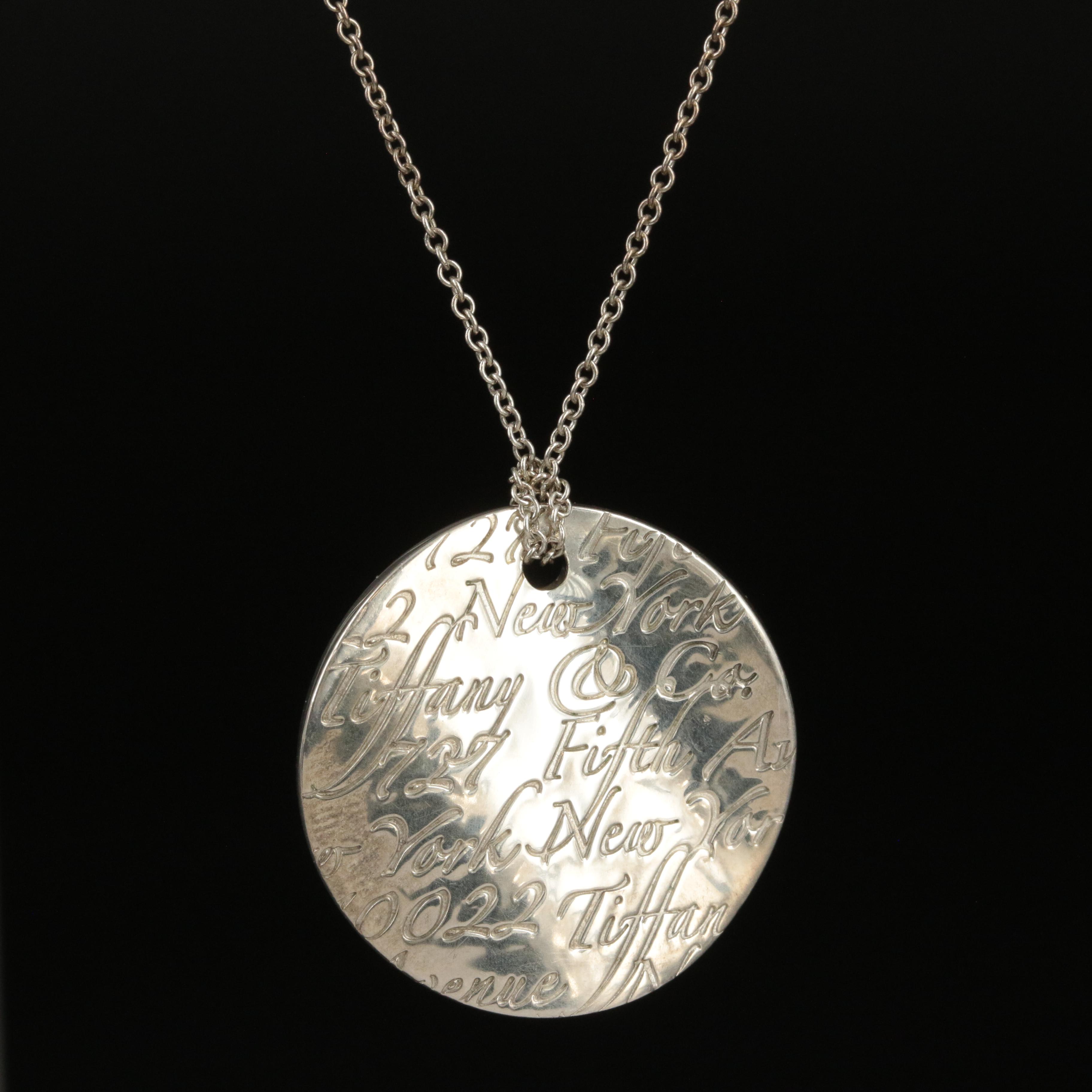 Tiffany & Co. "Notes" Sterling Disc Pendant Necklace
