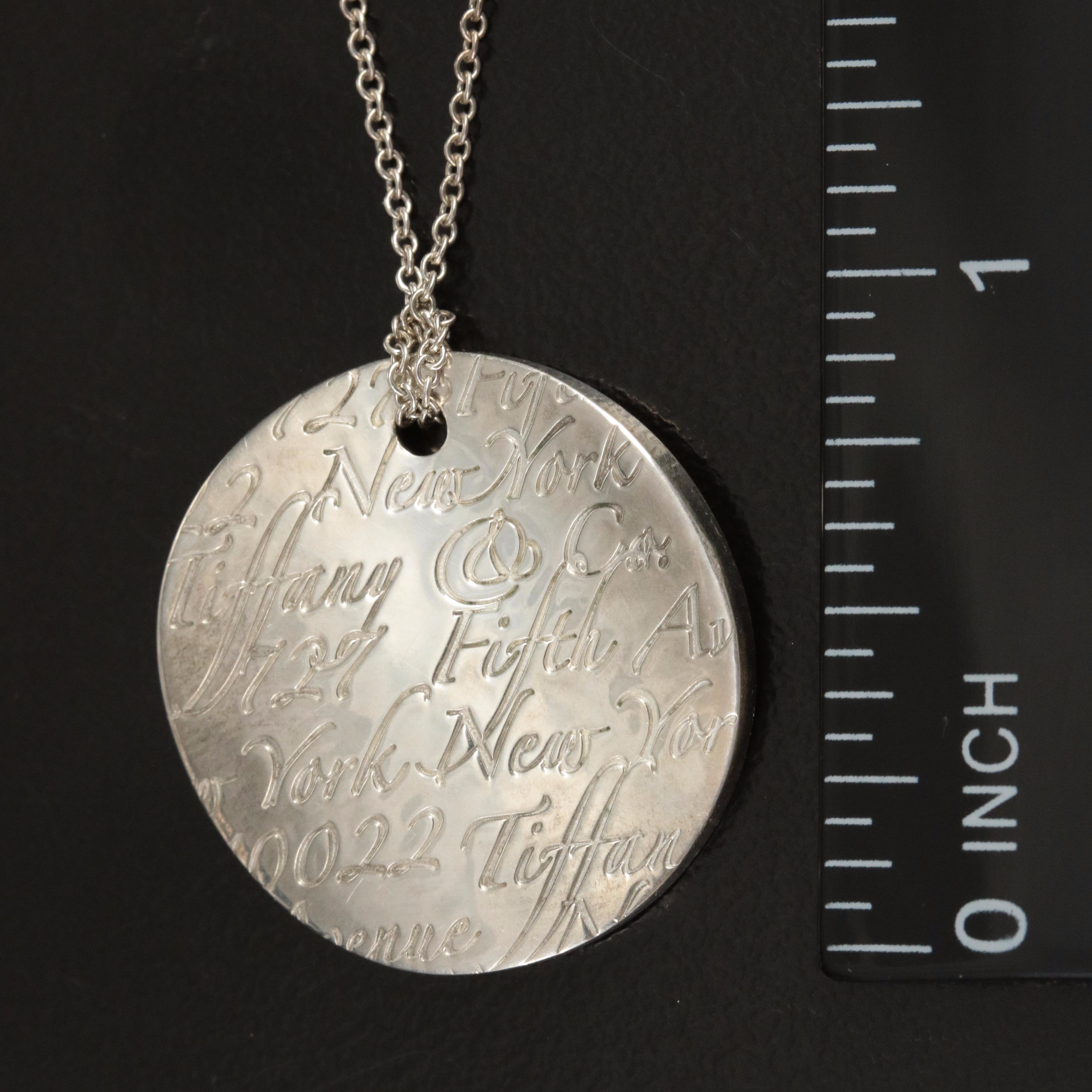 Tiffany & Co. "Notes" Sterling Disc Pendant Necklace
