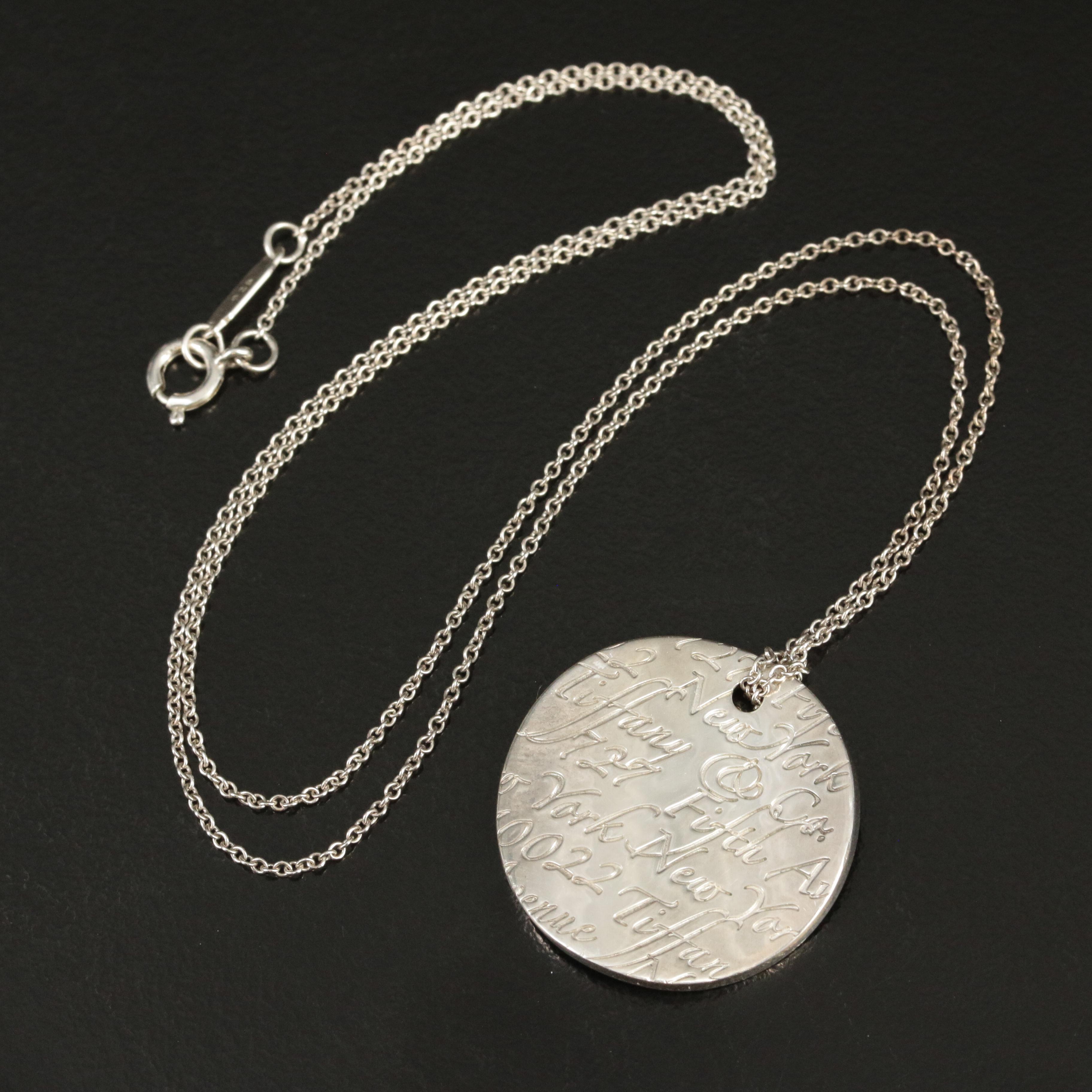 Tiffany & Co. "Notes" Sterling Disc Pendant Necklace