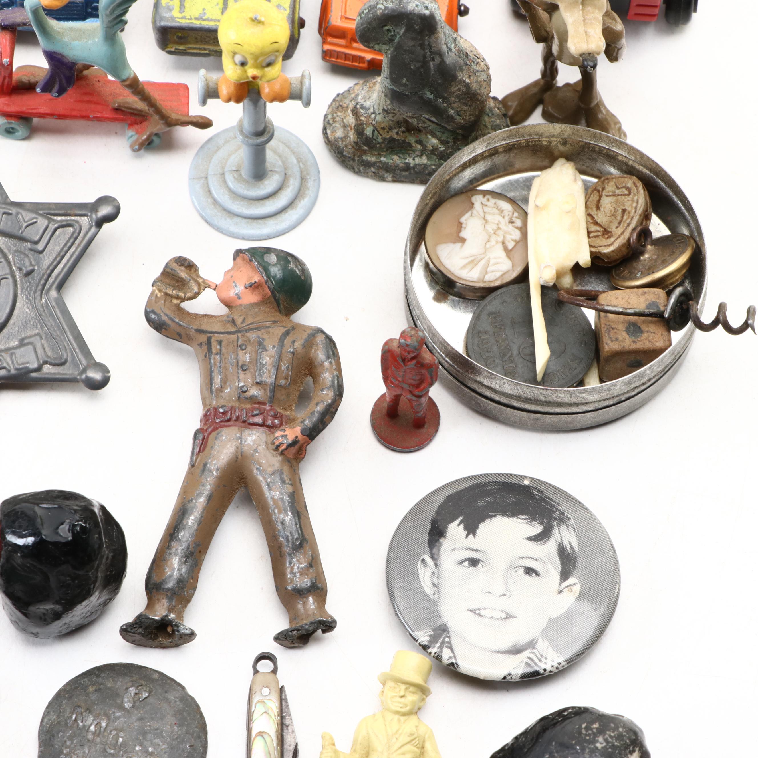 TootsieToy "Pontiac" with Other Toy Cars, Figures, Stones and More