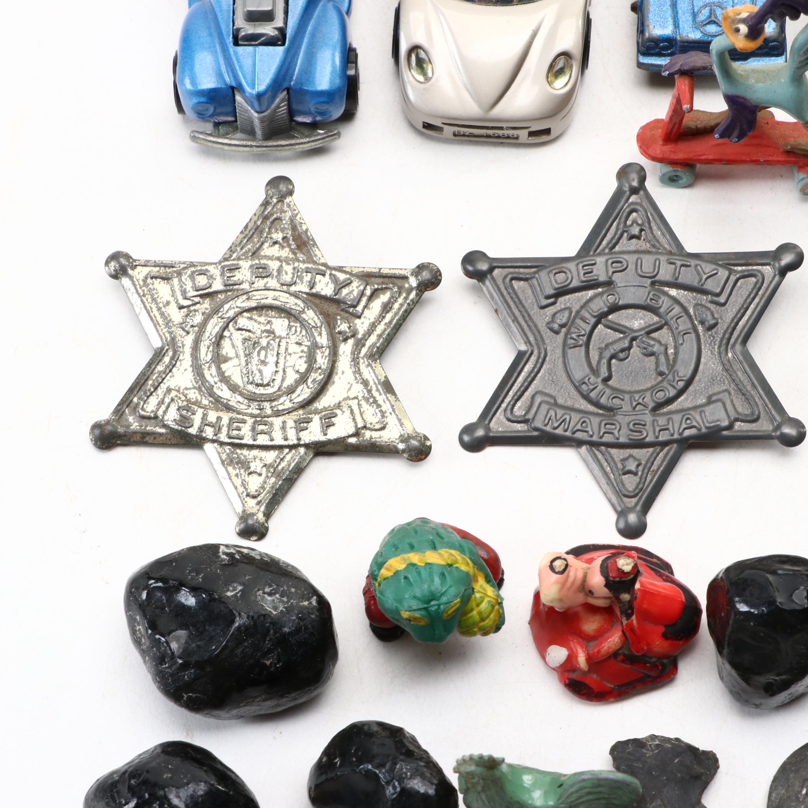 TootsieToy "Pontiac" with Other Toy Cars, Figures, Stones and More