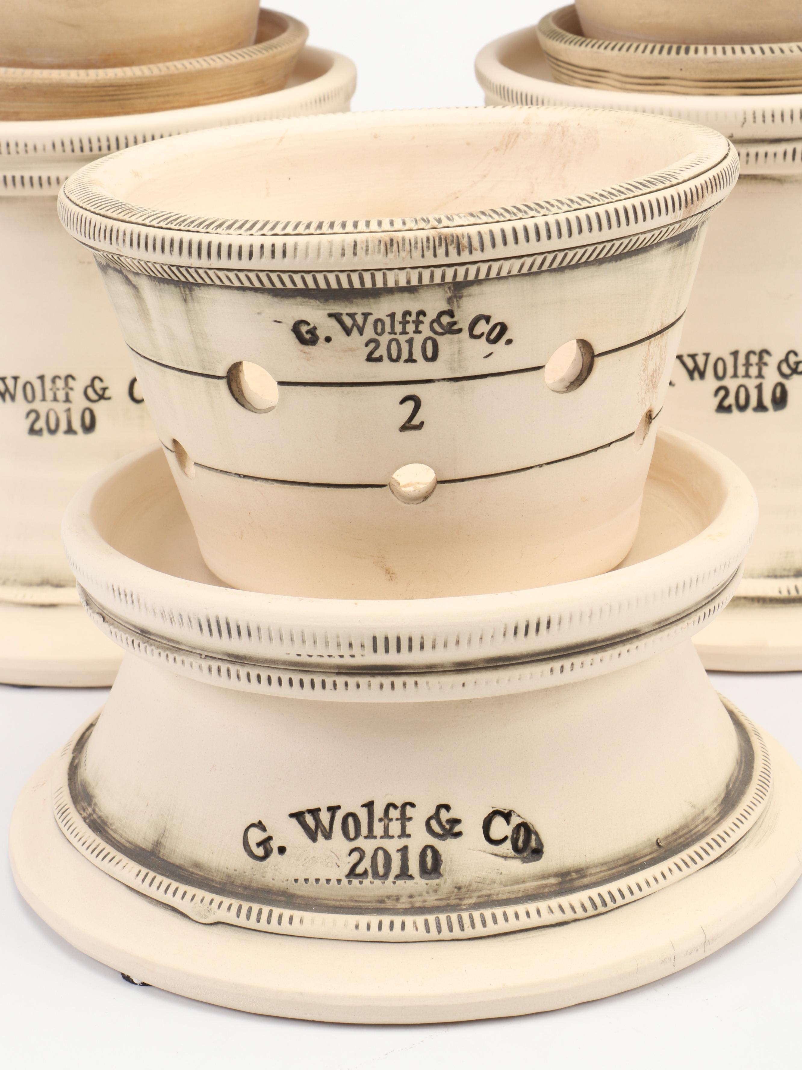 G. Wolff & Co. Pottery Matte Glaze Ceramic Plant Stands and Planters