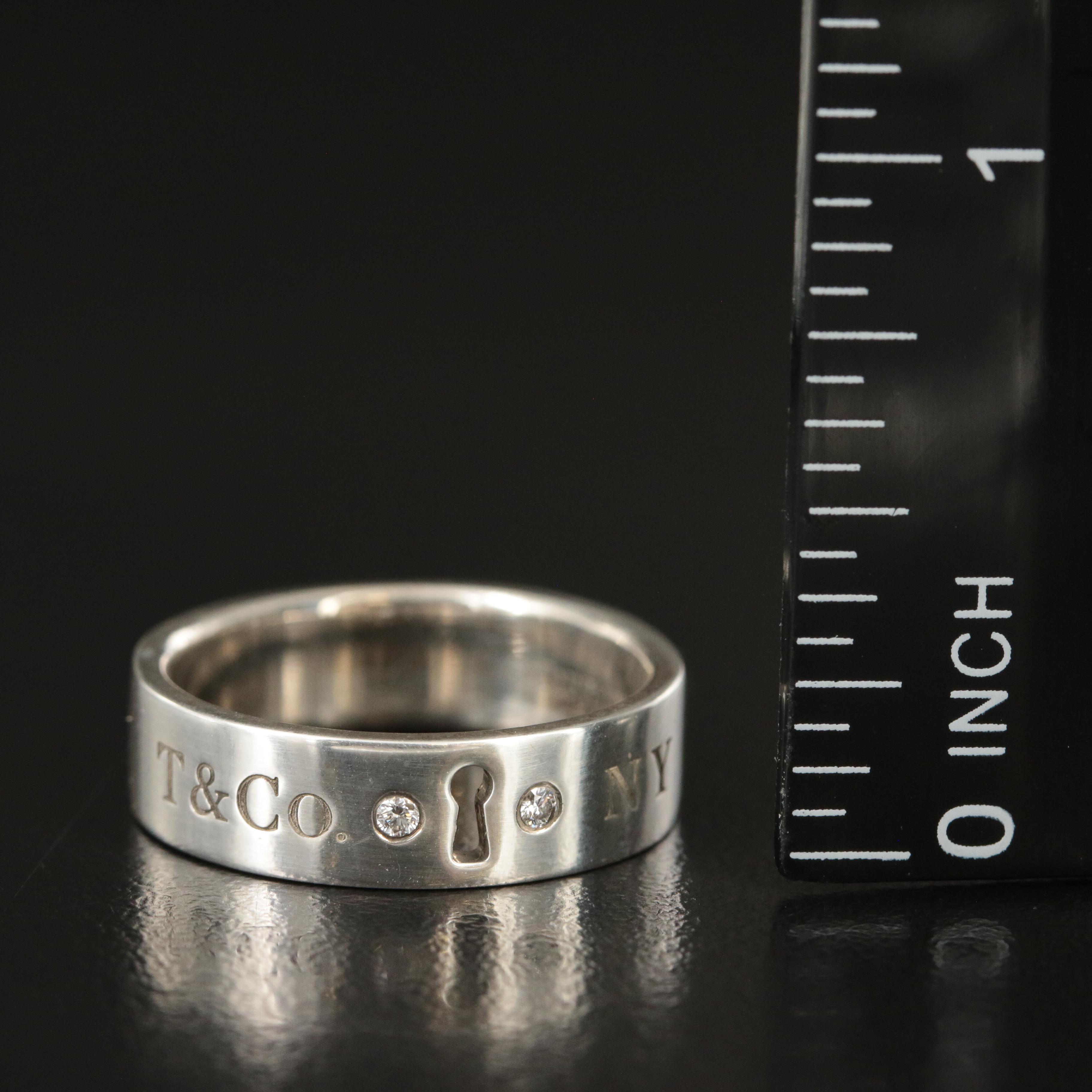 Tiffany & Co. NY Sterling Keyhole Band with Diamond Accents