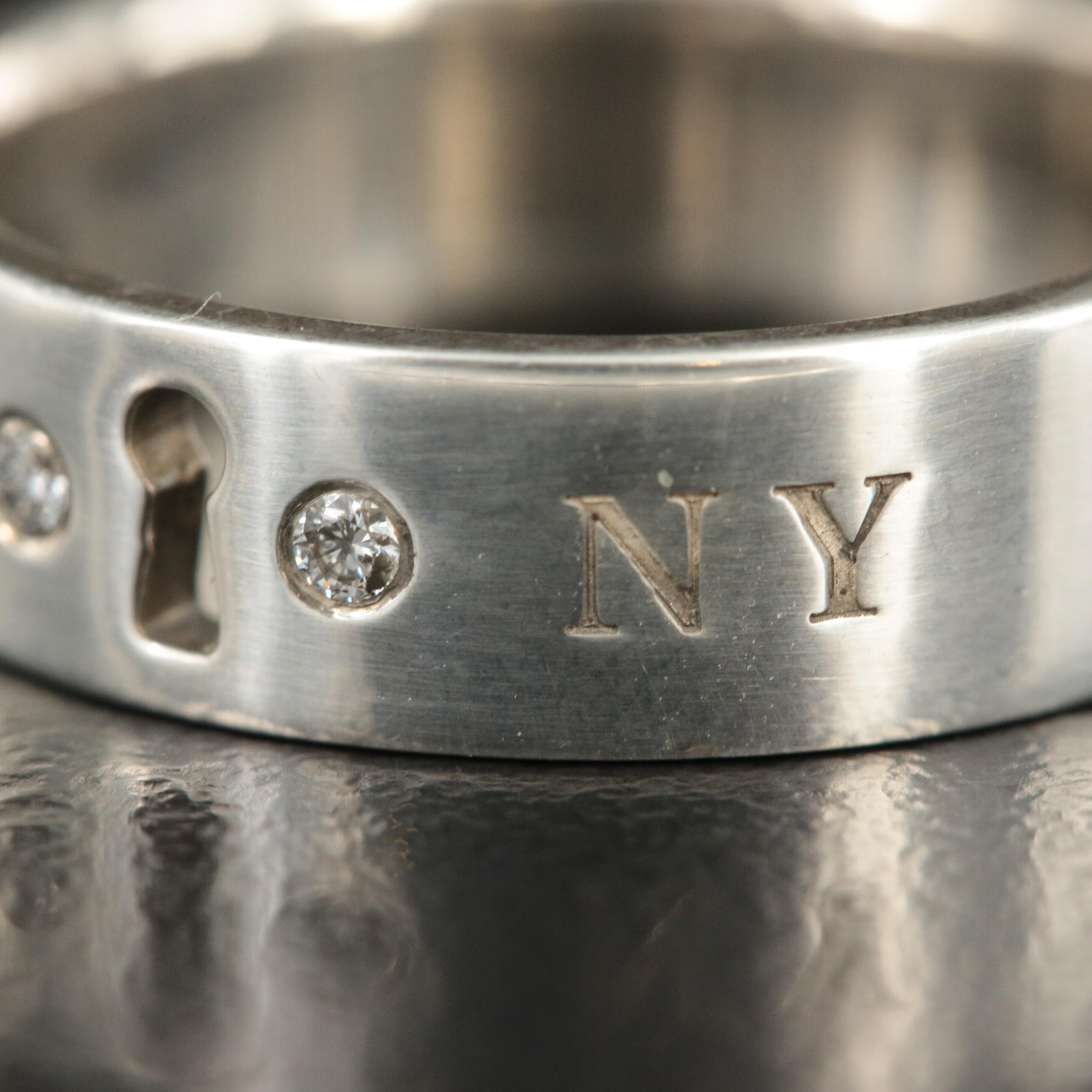 Tiffany & Co. NY Sterling Keyhole Band with Diamond Accents