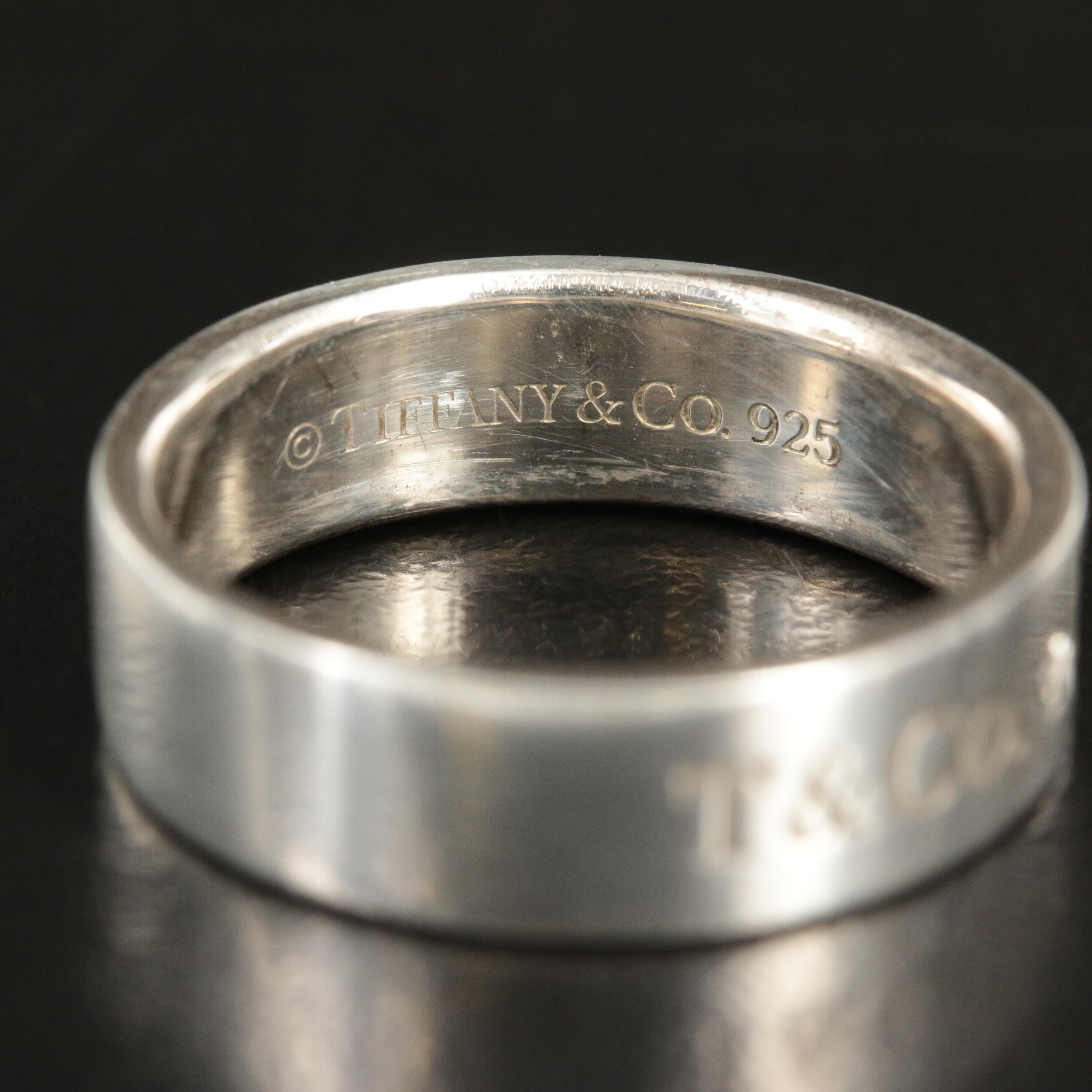 Tiffany & Co. NY Sterling Keyhole Band with Diamond Accents