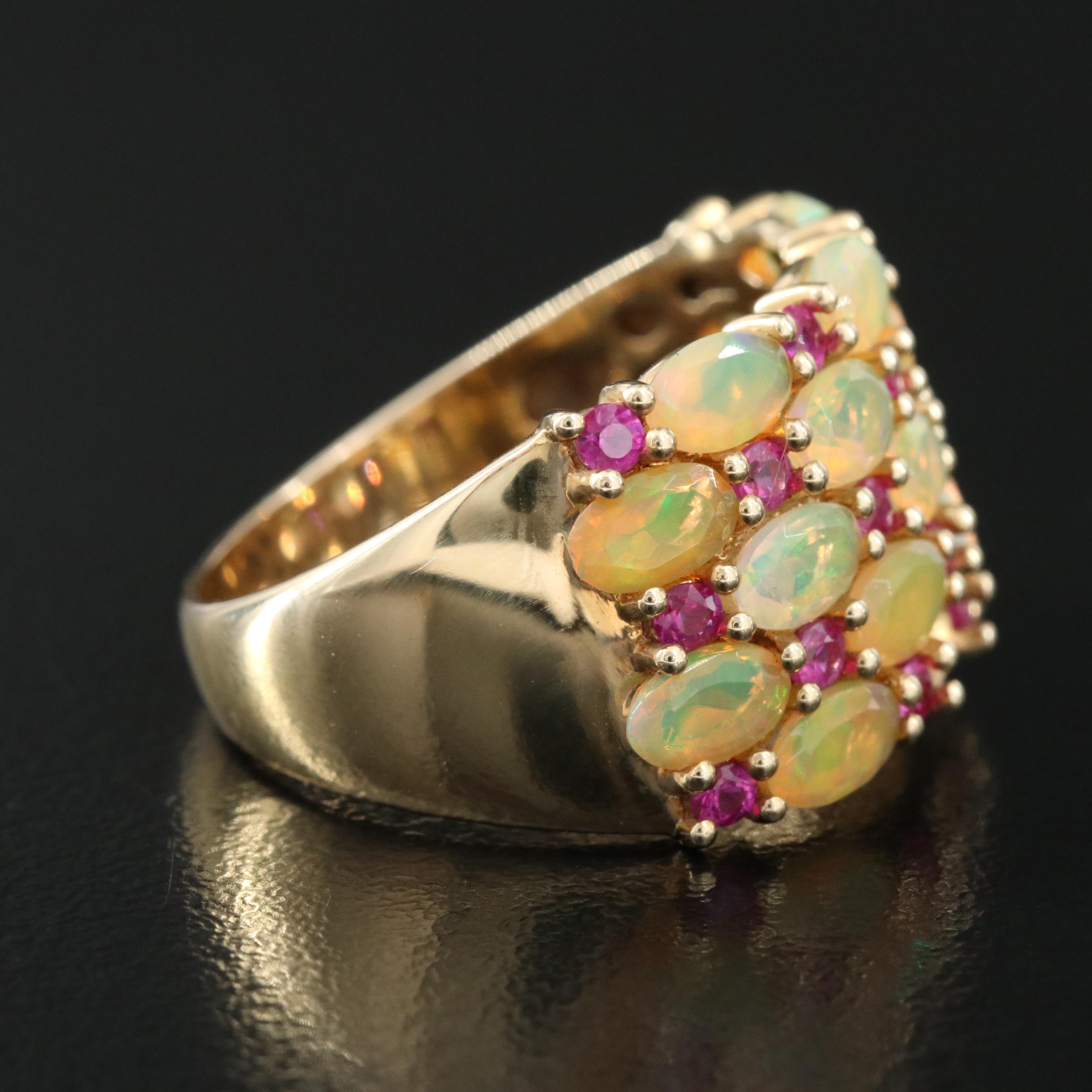 14K Opal and Ruby Ring