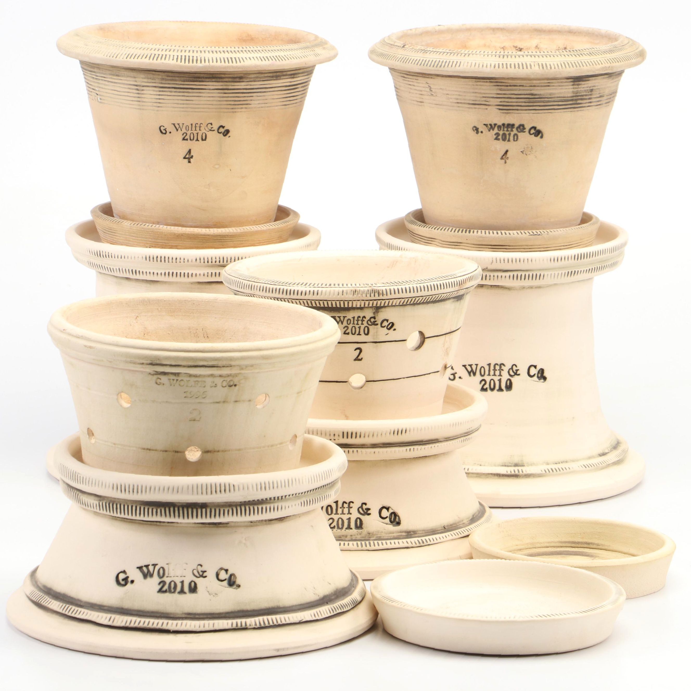 G. Wolff & Co. Pottery Matte Glaze Ceramic Plant Stands and Planters