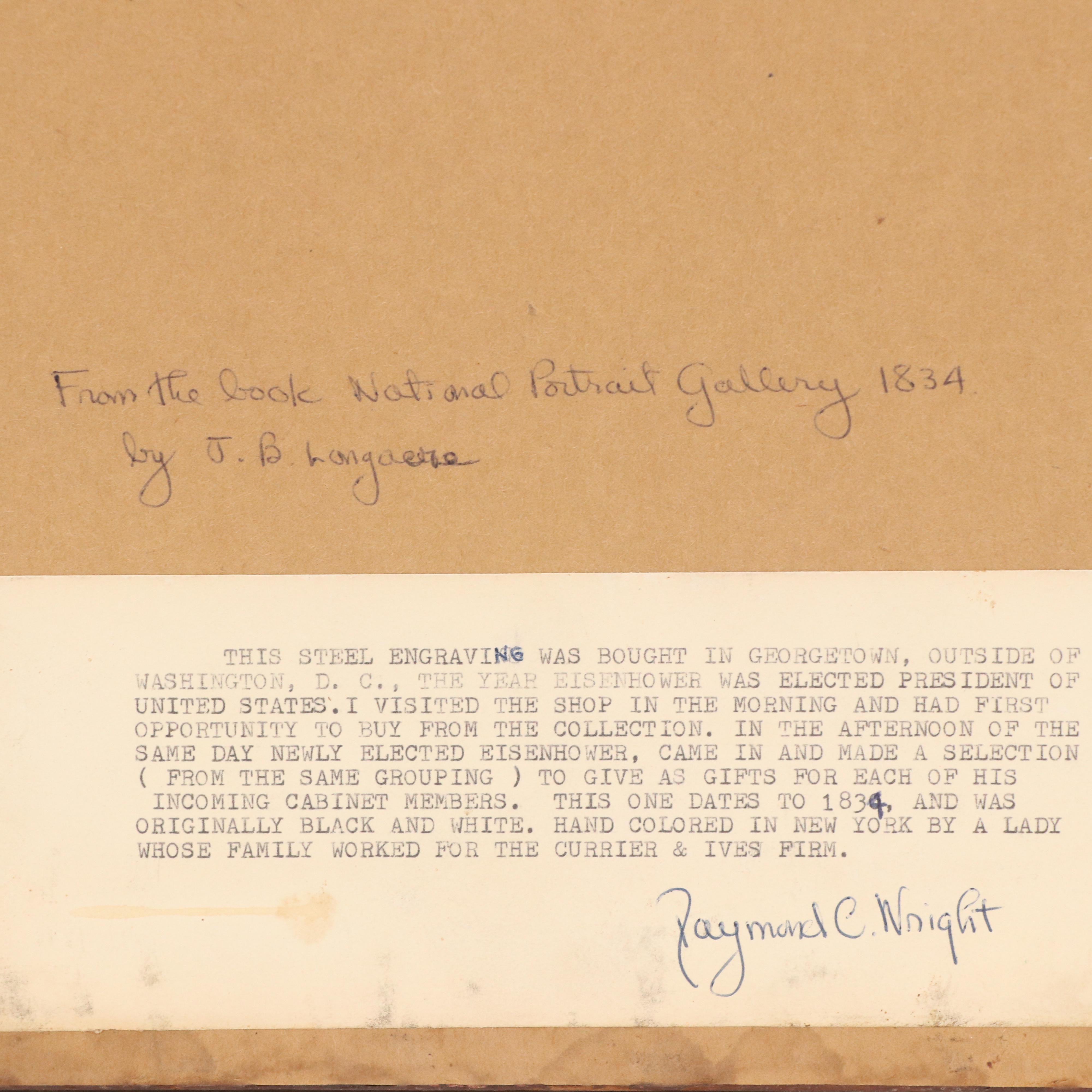 Hand-Colored Steel Engraving of George Washington, 1834