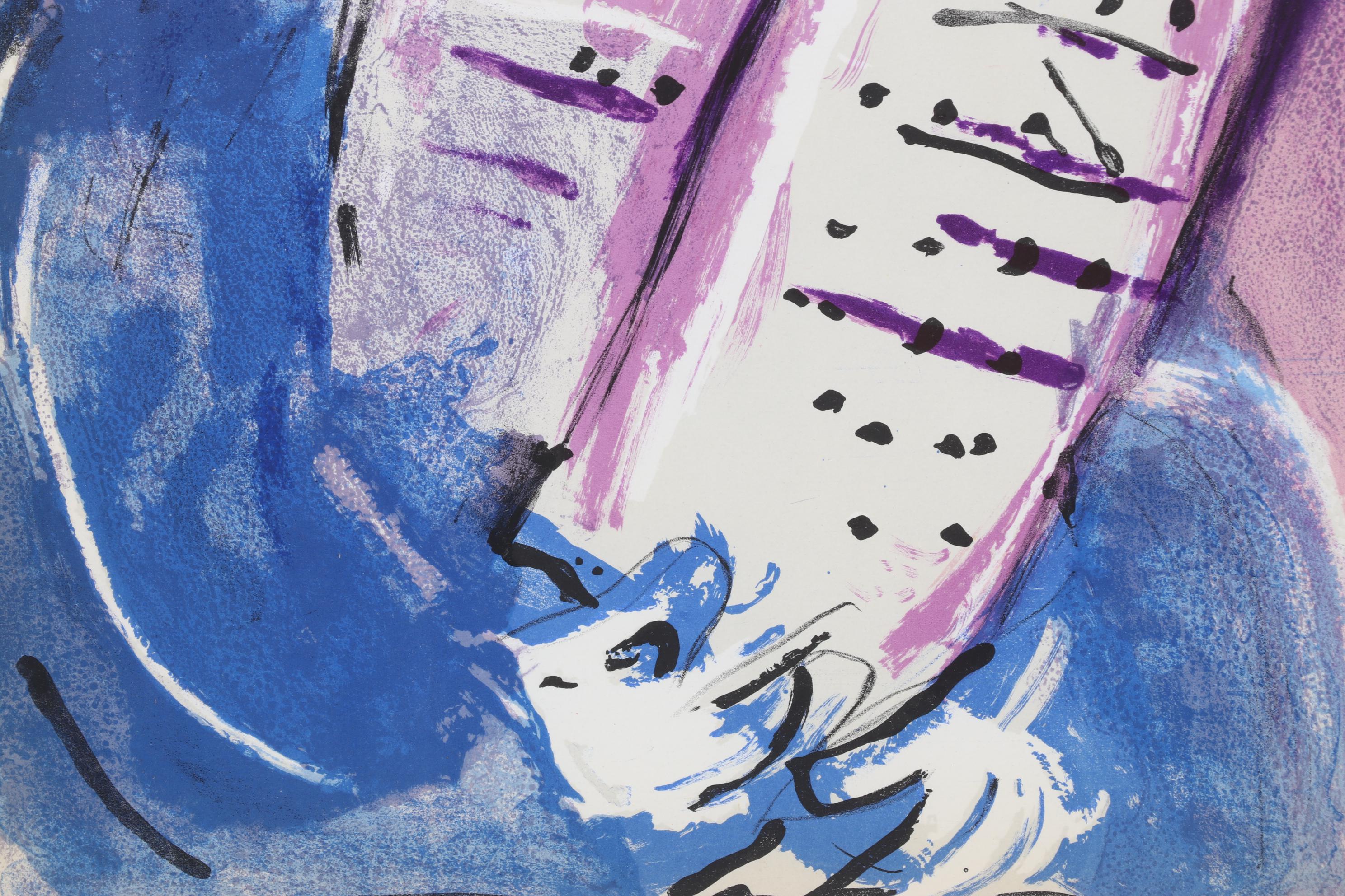 Marc Chagall Color Lithograph "Moses" From "Verve," 1956