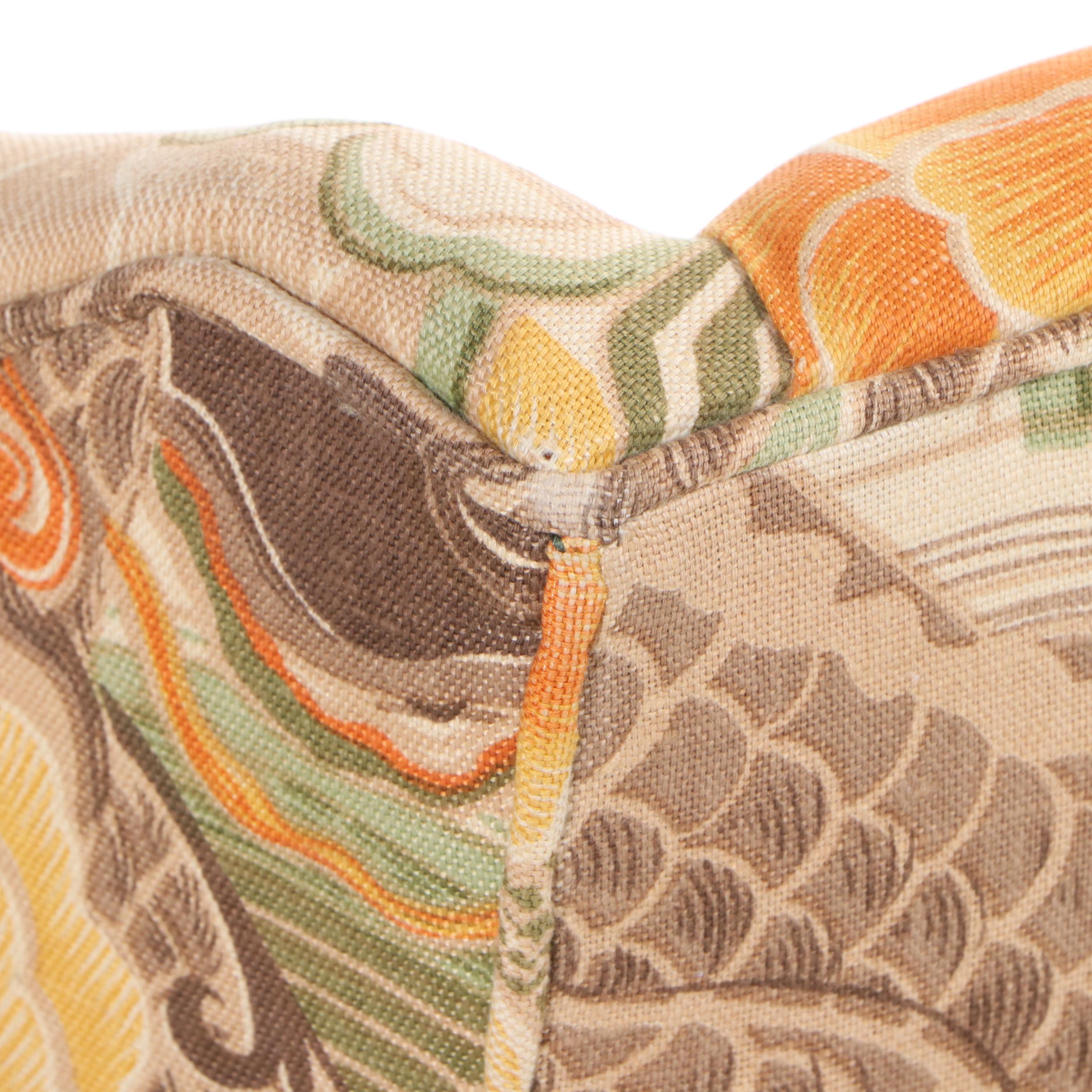 The Strassel Co. Chippendale Style Chinoiserie-Upholstered Wing Chair-and-a-Half