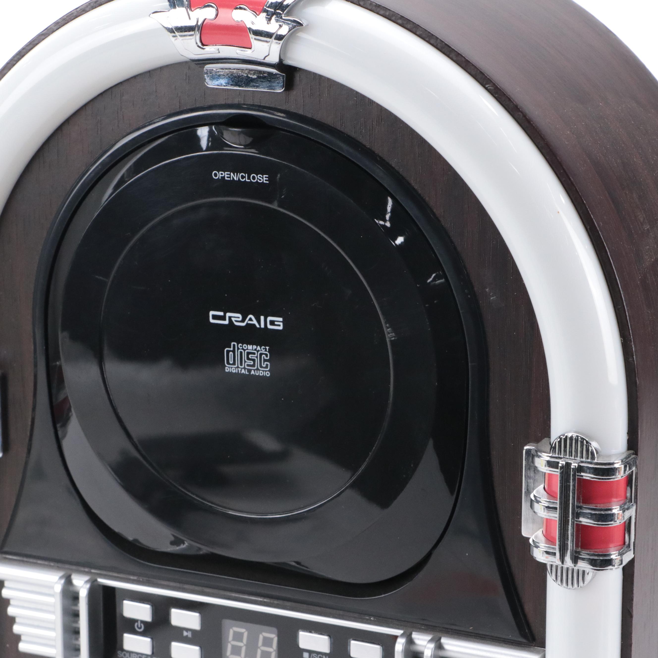 Craig CD Radio Jukebox Speaker System with Color Changing Lights and
