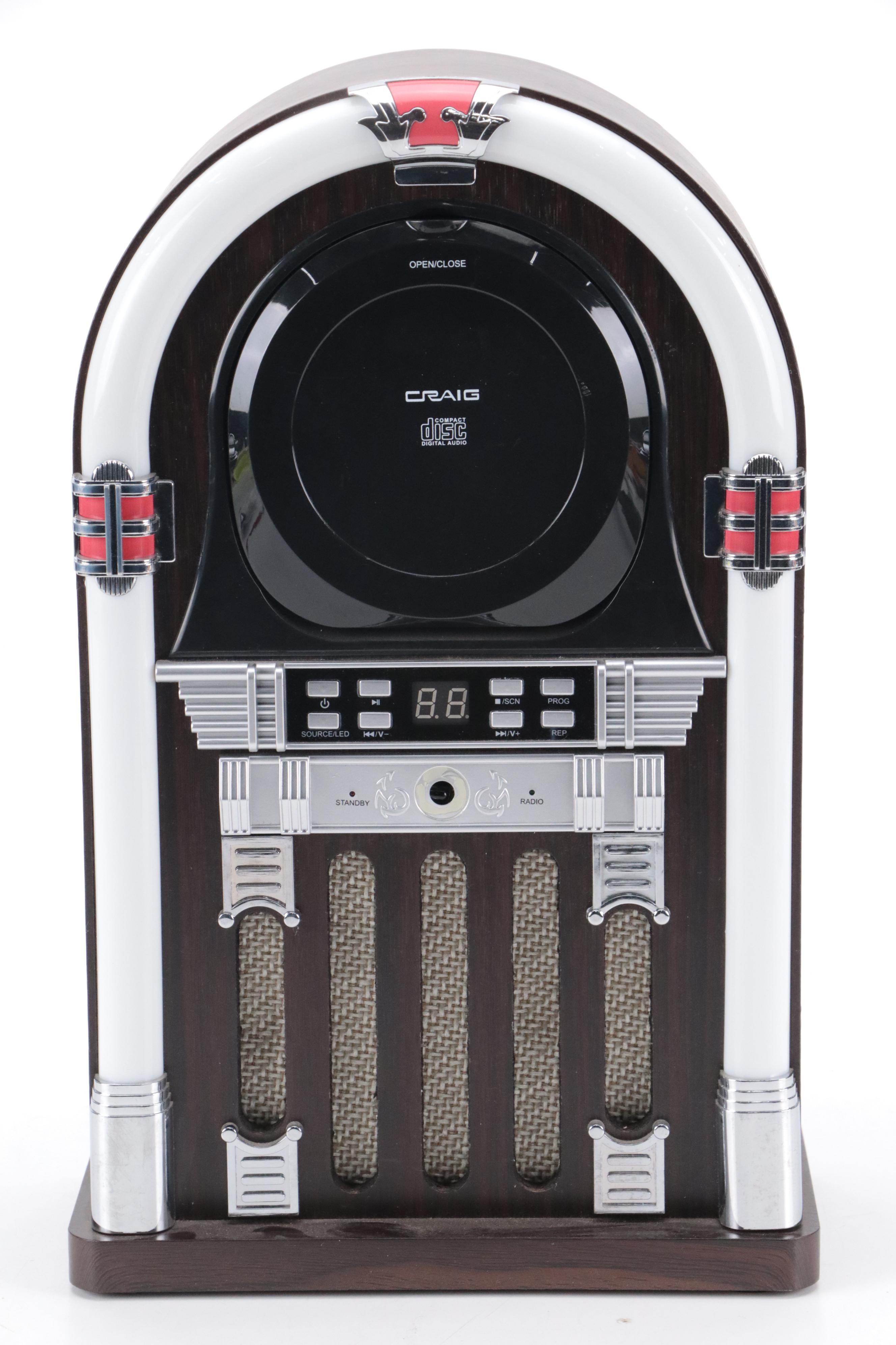 Craig CD Radio Jukebox Speaker System with Color Changing Lights and