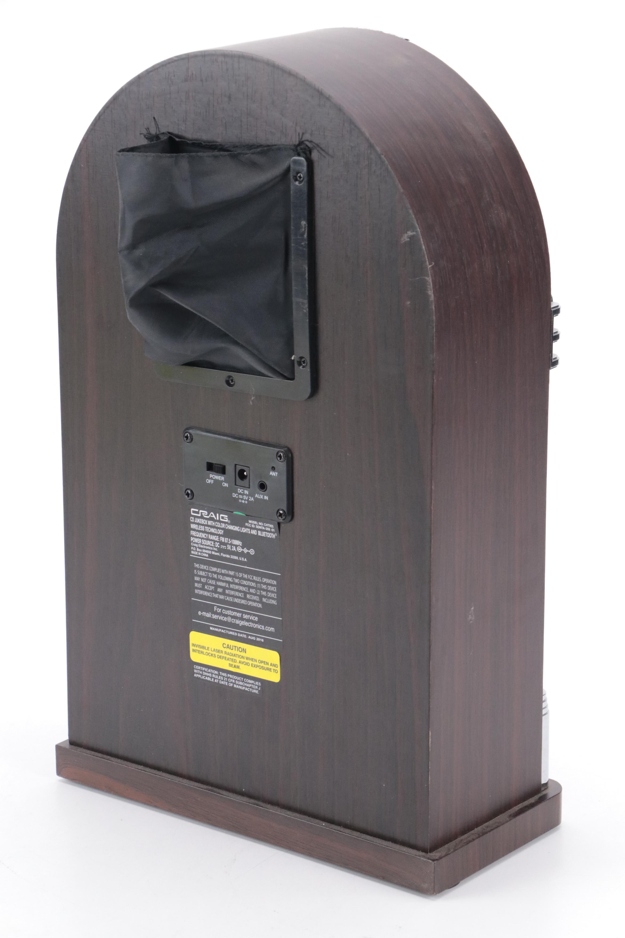 Craig CD Radio Jukebox Speaker System with Color Changing Lights and