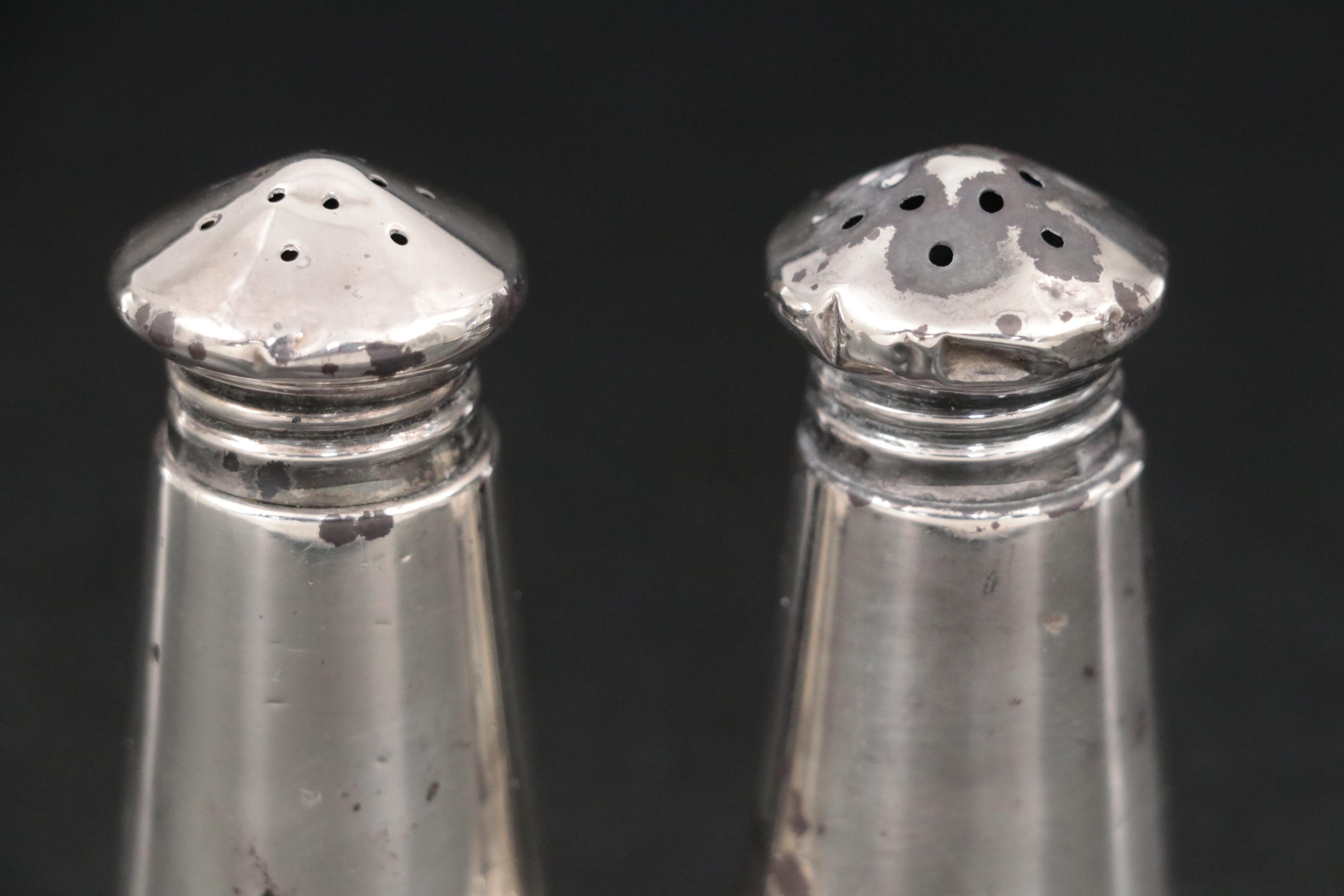 Japanese 950 Silver Shot Glasses with Other Sterling Table Accessories