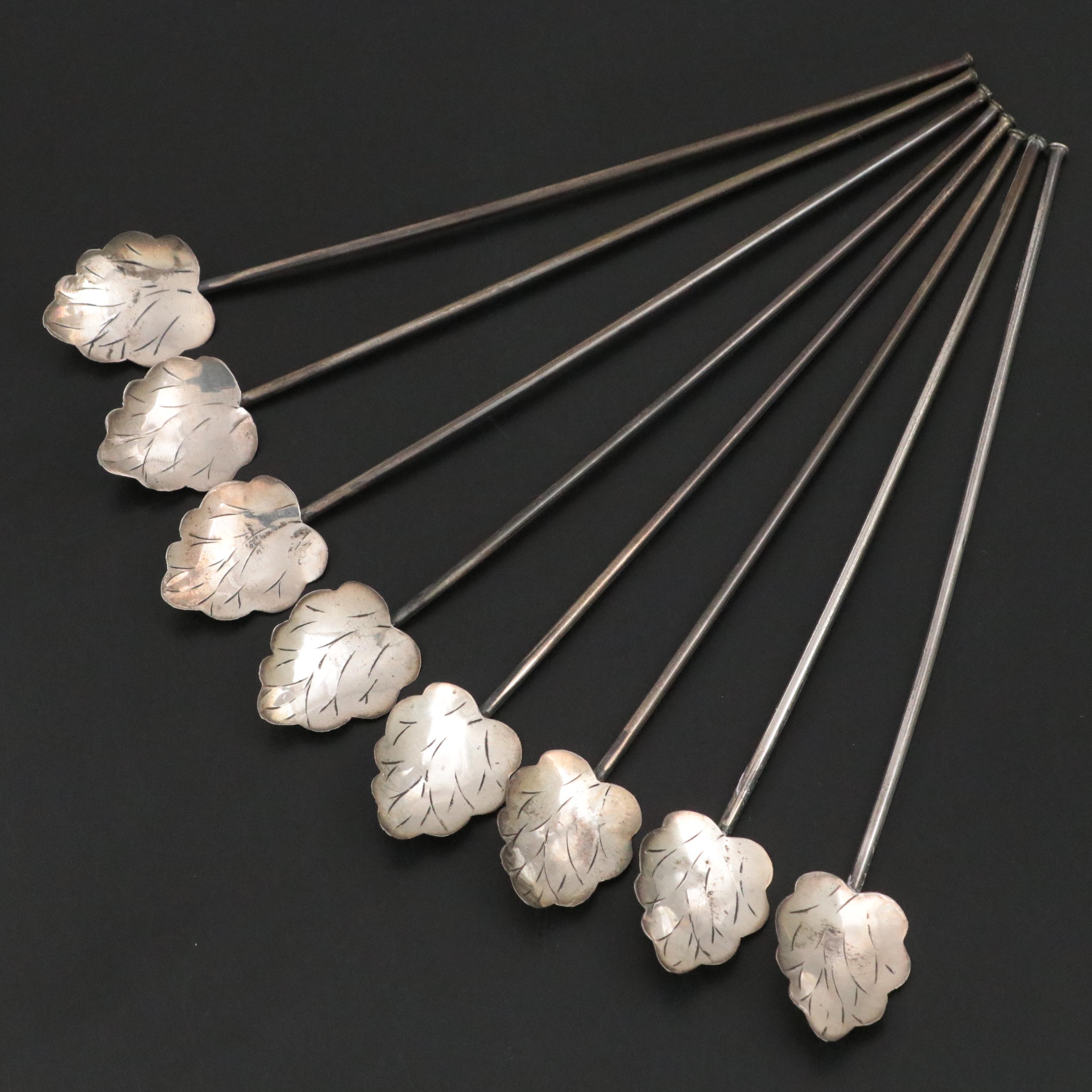 Japanese 950 Silver Shot Glasses with Other Sterling Table Accessories