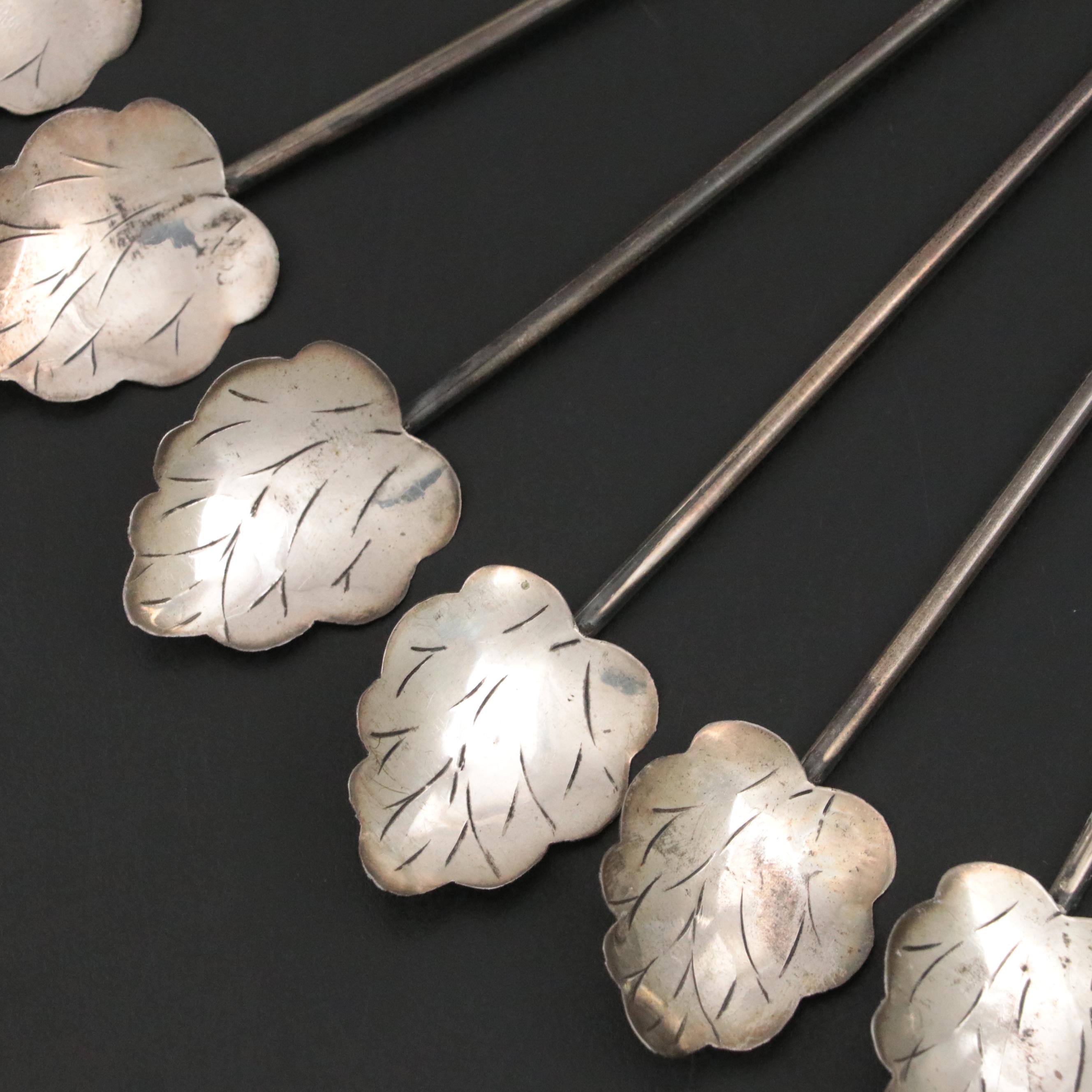 Japanese 950 Silver Shot Glasses with Other Sterling Table Accessories