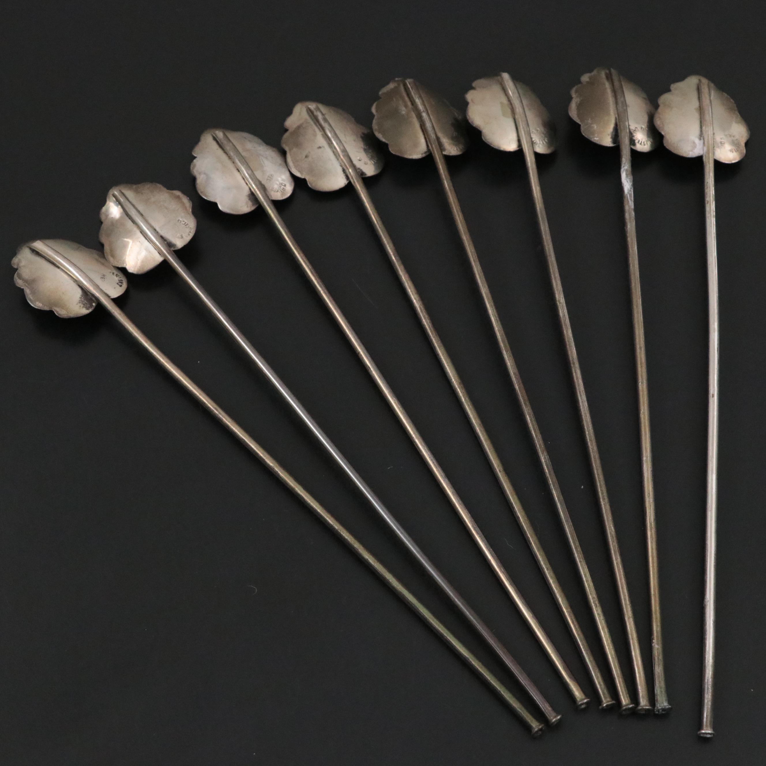 Japanese 950 Silver Shot Glasses with Other Sterling Table Accessories