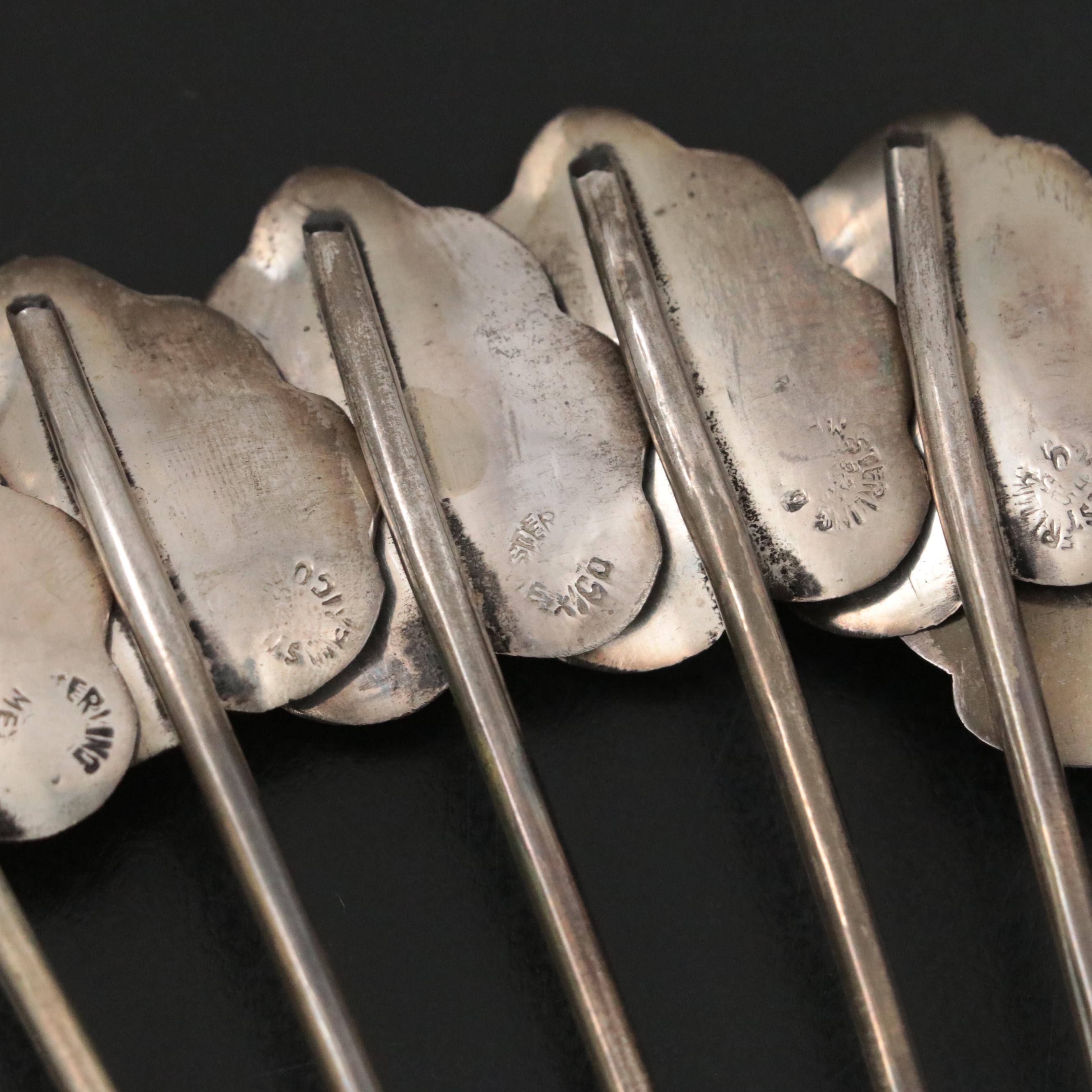 Japanese 950 Silver Shot Glasses with Other Sterling Table Accessories