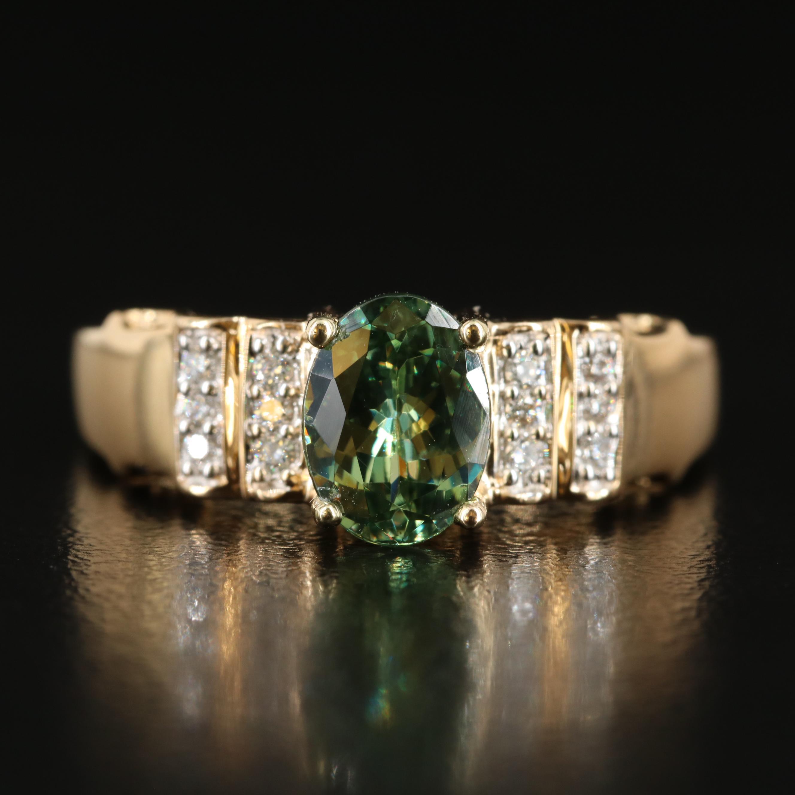 18K Demantoid and Diamond Ring