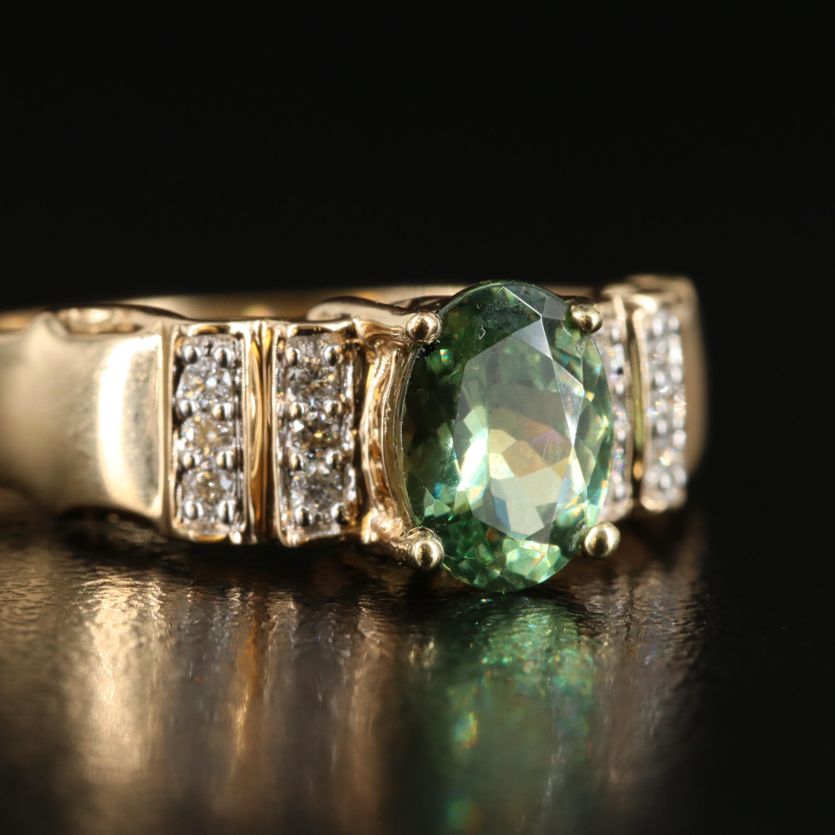 18K Demantoid and Diamond Ring