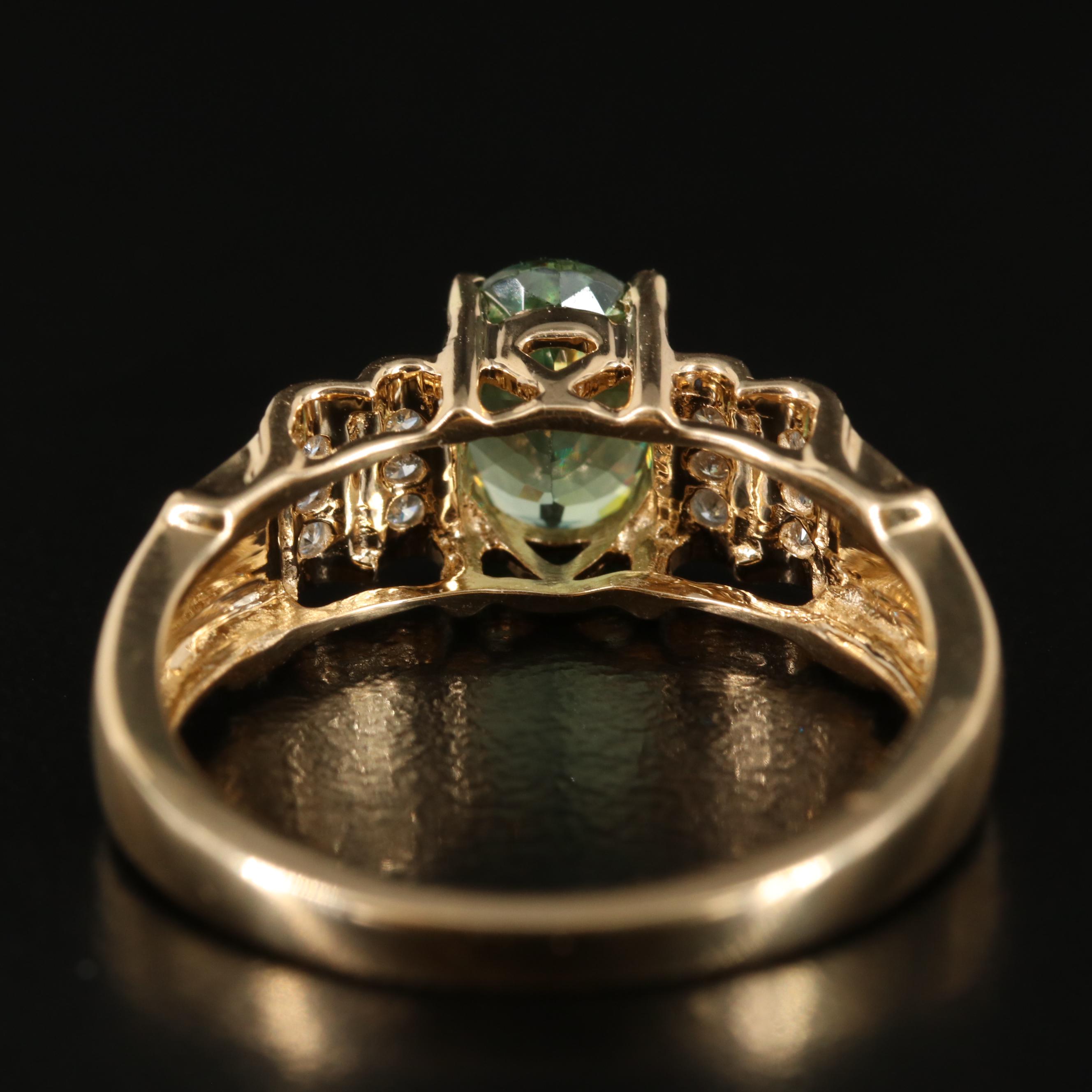 18K Demantoid and Diamond Ring