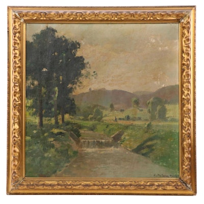 German School Landscape Oil Painting, Circa 1900