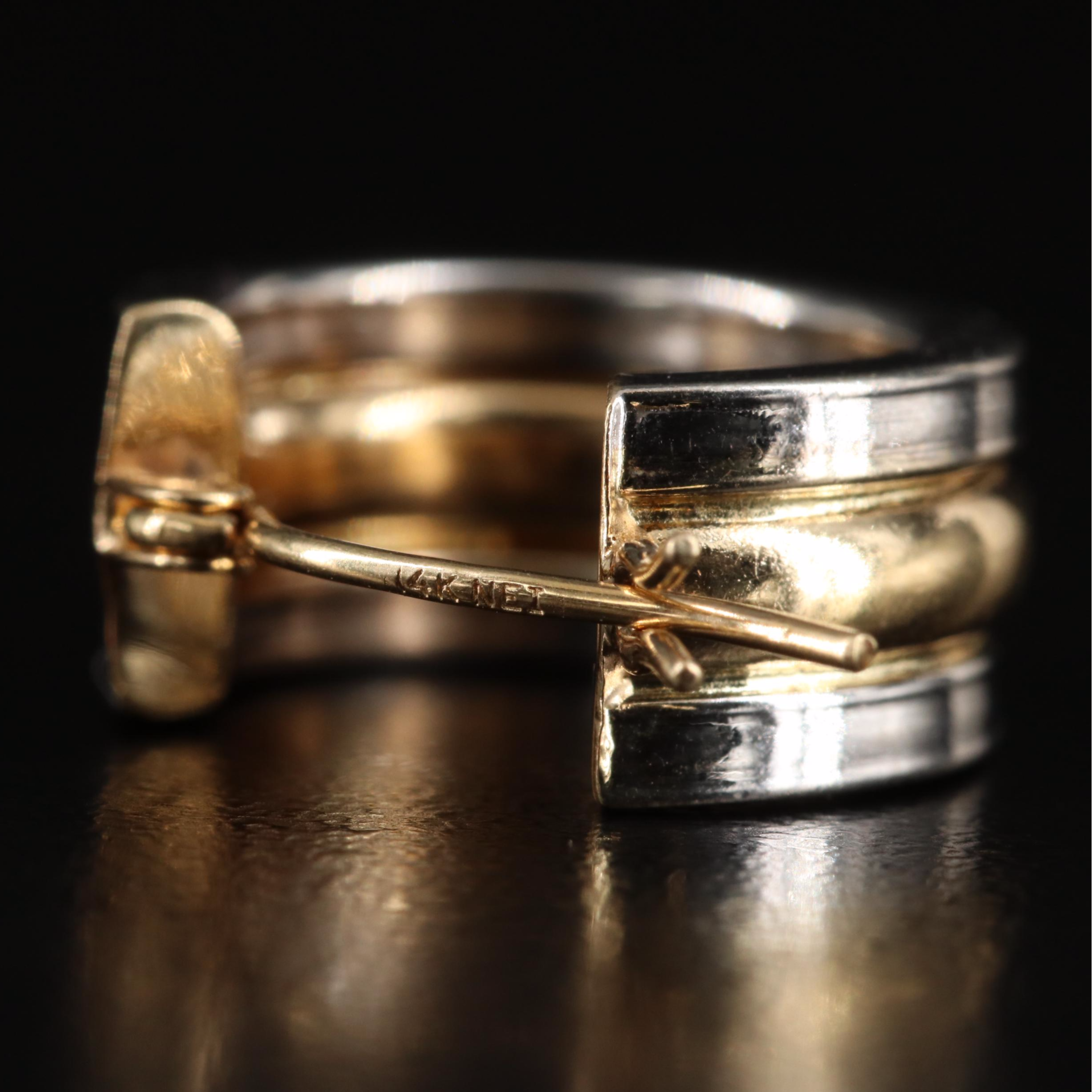 14K Two Tone Huggie Hoop Earrings