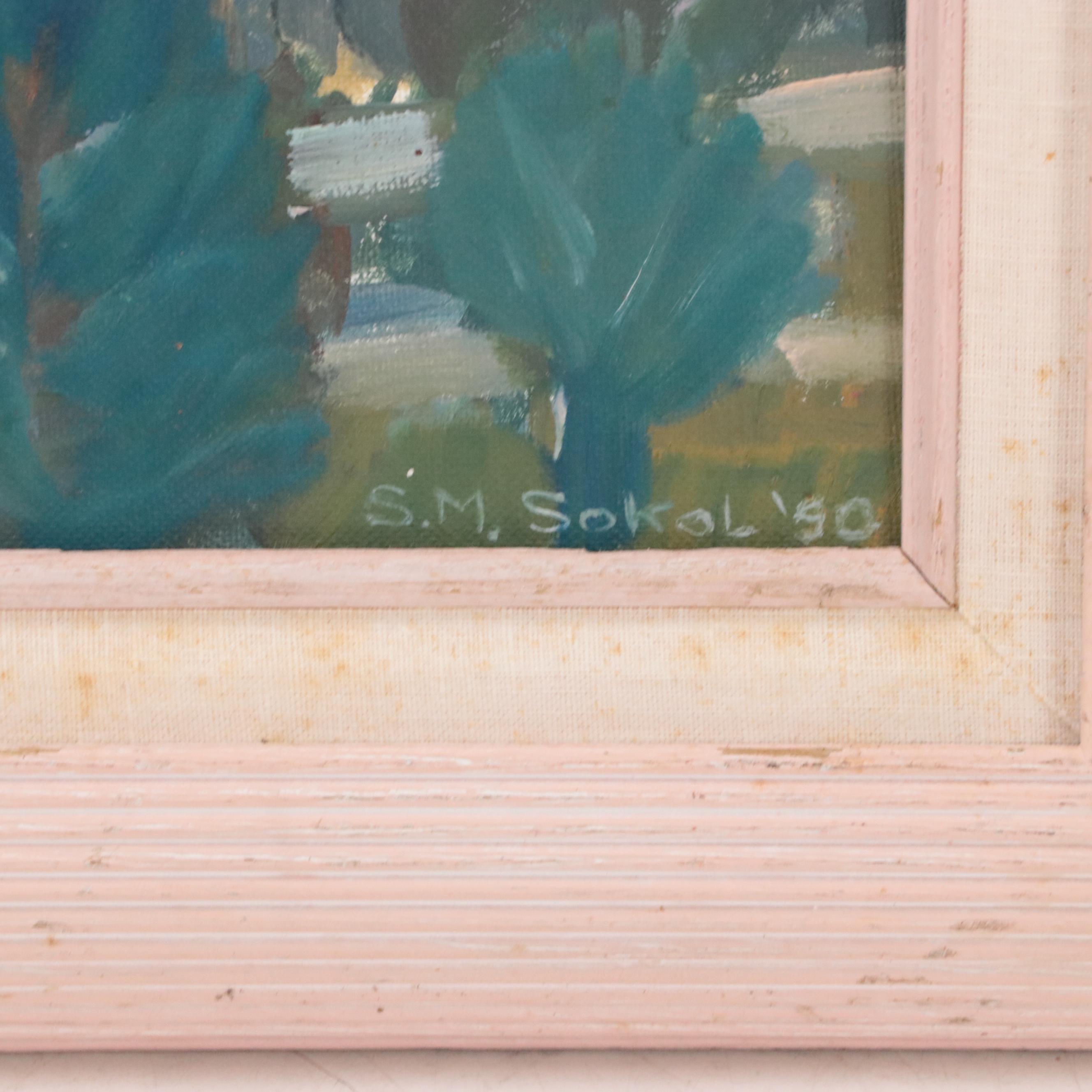 Stephen M. Sokol Coastal Landscape Oil Painting, 1990