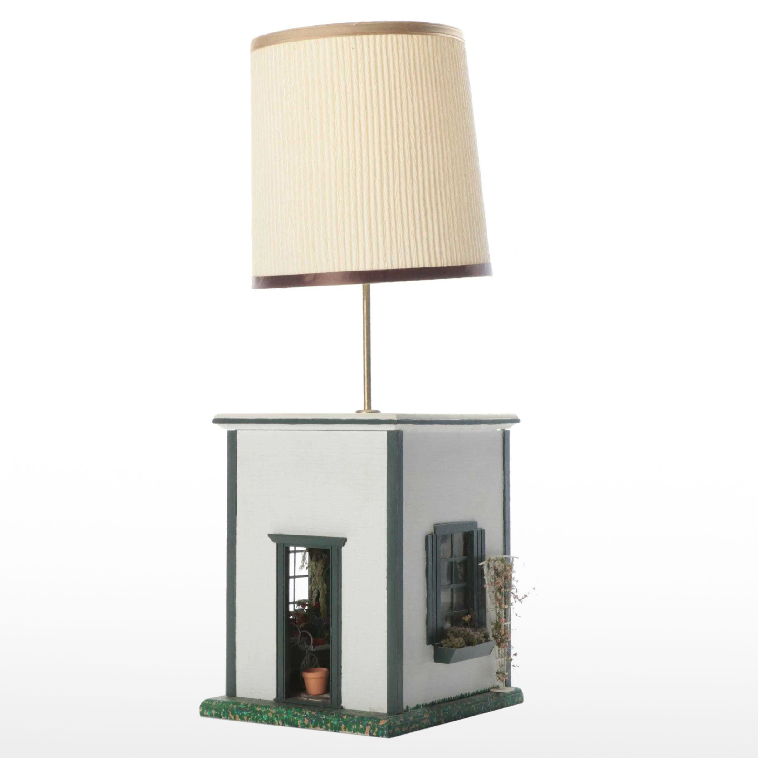 Miniature Garden Shed Diorama Table Lamp, Contemporary