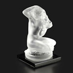 Lalique "Floreal" Frosted Crystal Nude Figurine with Base, Late 20th Century