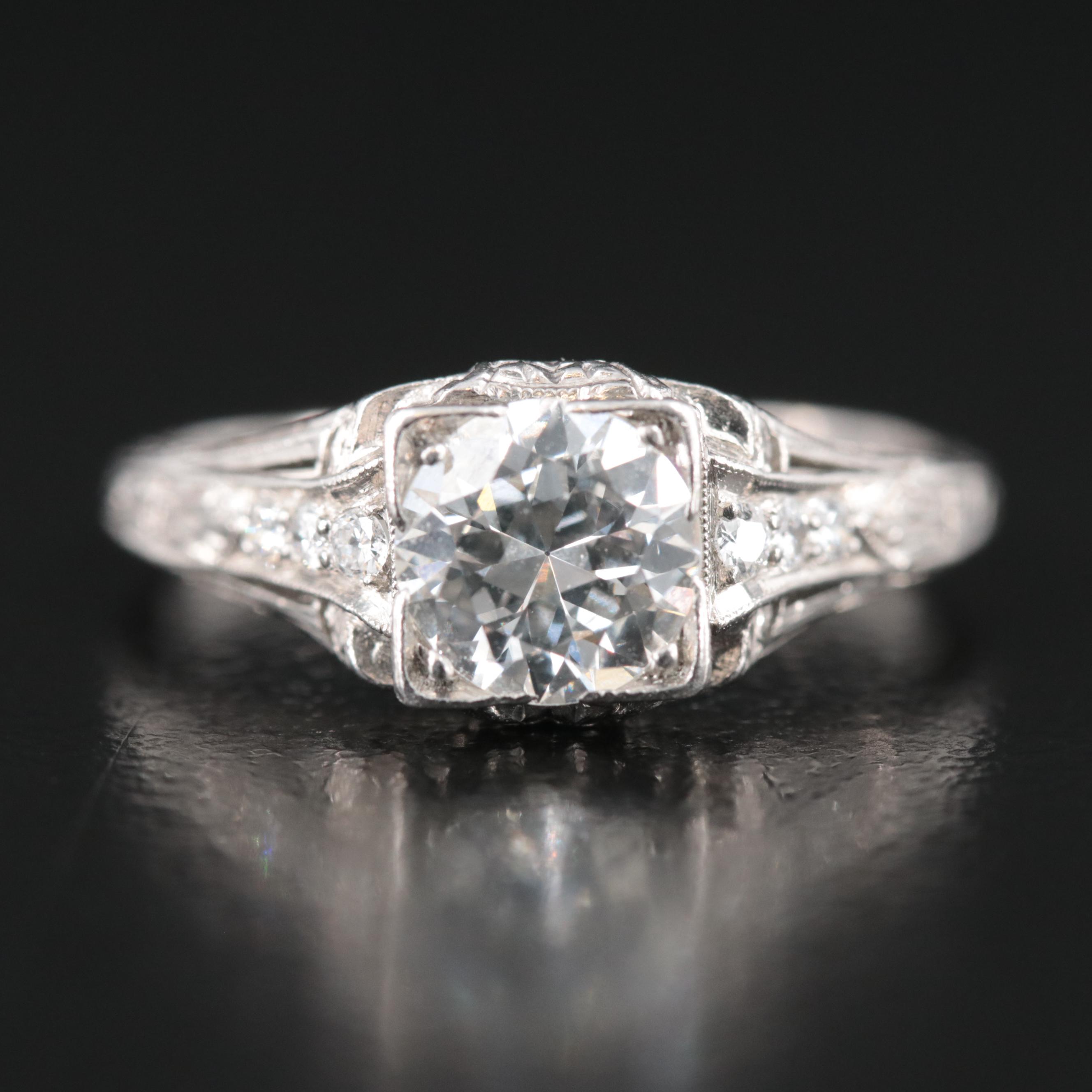 Vintage Platinum 0.88 CTW Diamond Ring